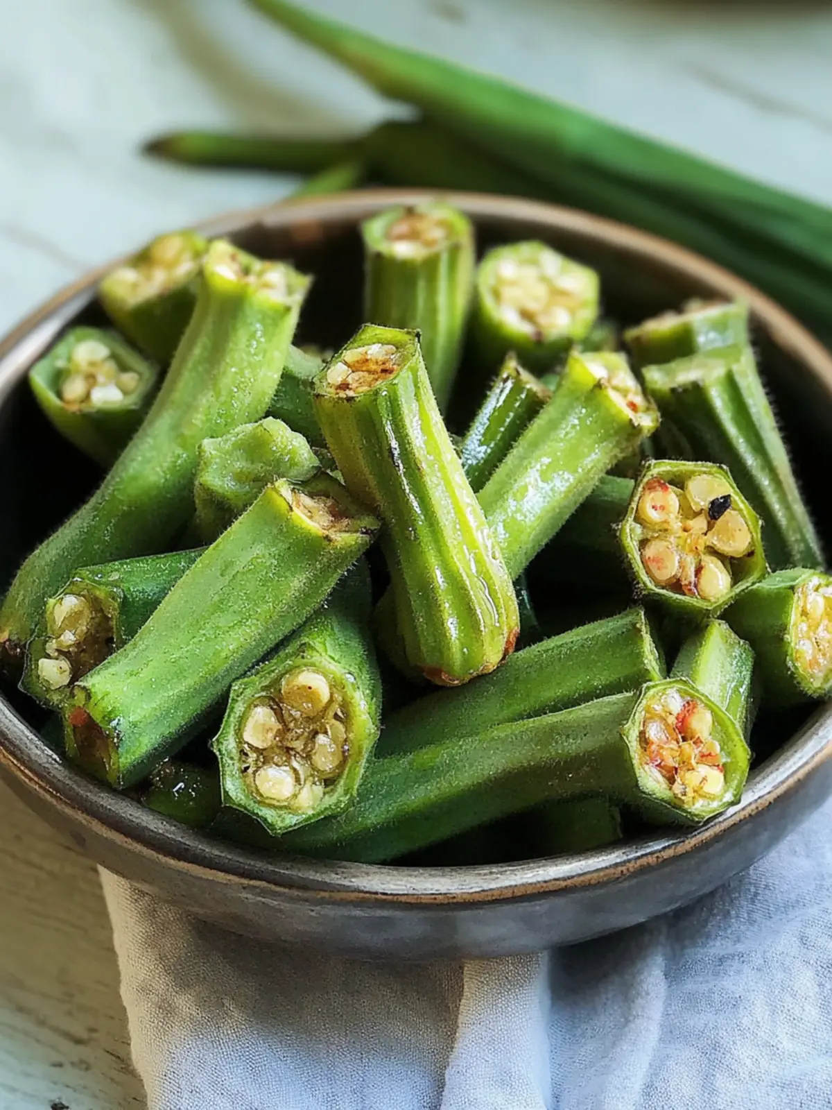 Luftfritteuse gerösteter Okra