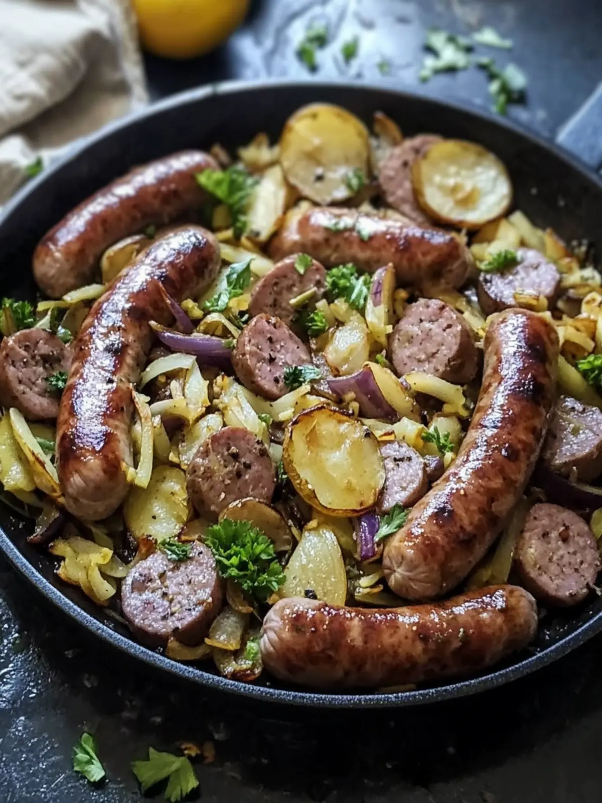 Herzhafter Wurst- und Kohl-Pfannenmix mit Pilzen