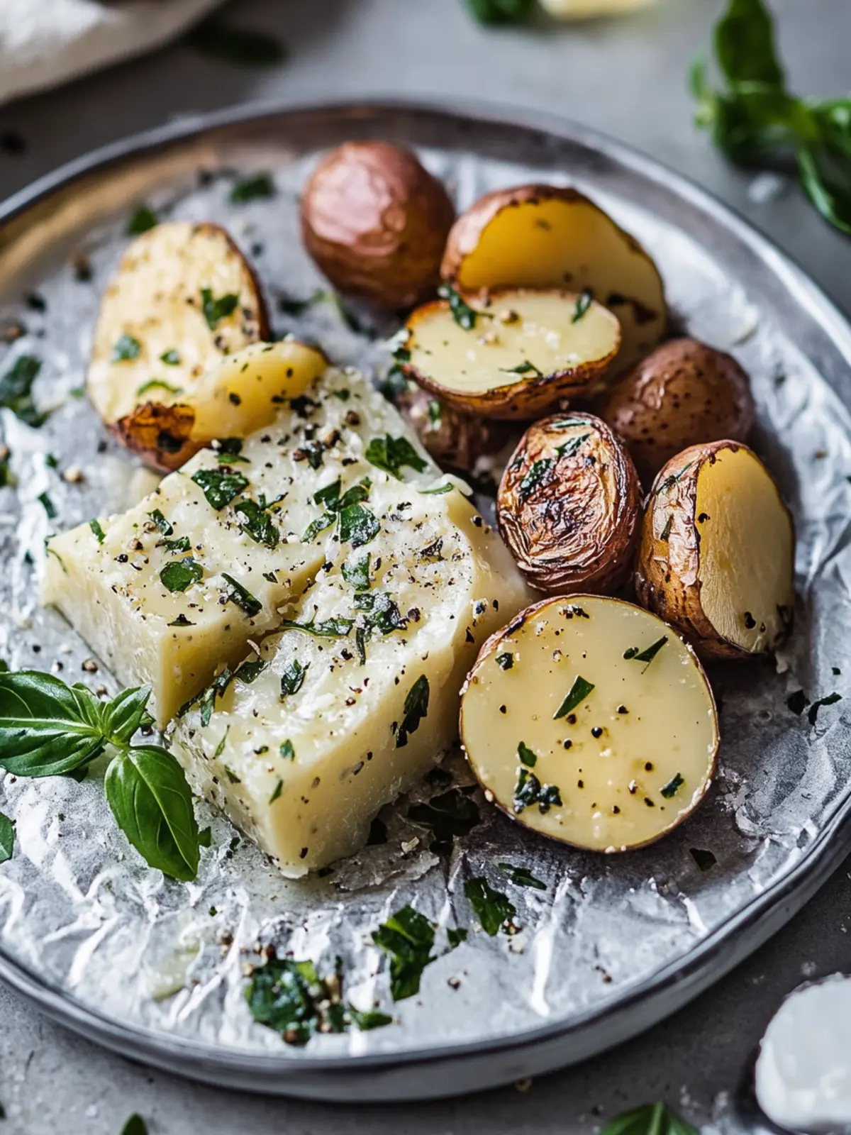 Köstliche Knoblauchbutter Kartoffel- und Rindswurstpäckchen