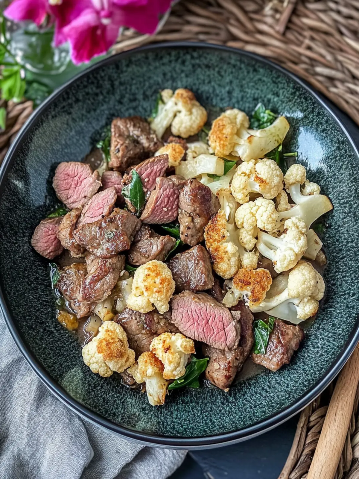 Blumenkohl Rindfleisch Pfanne