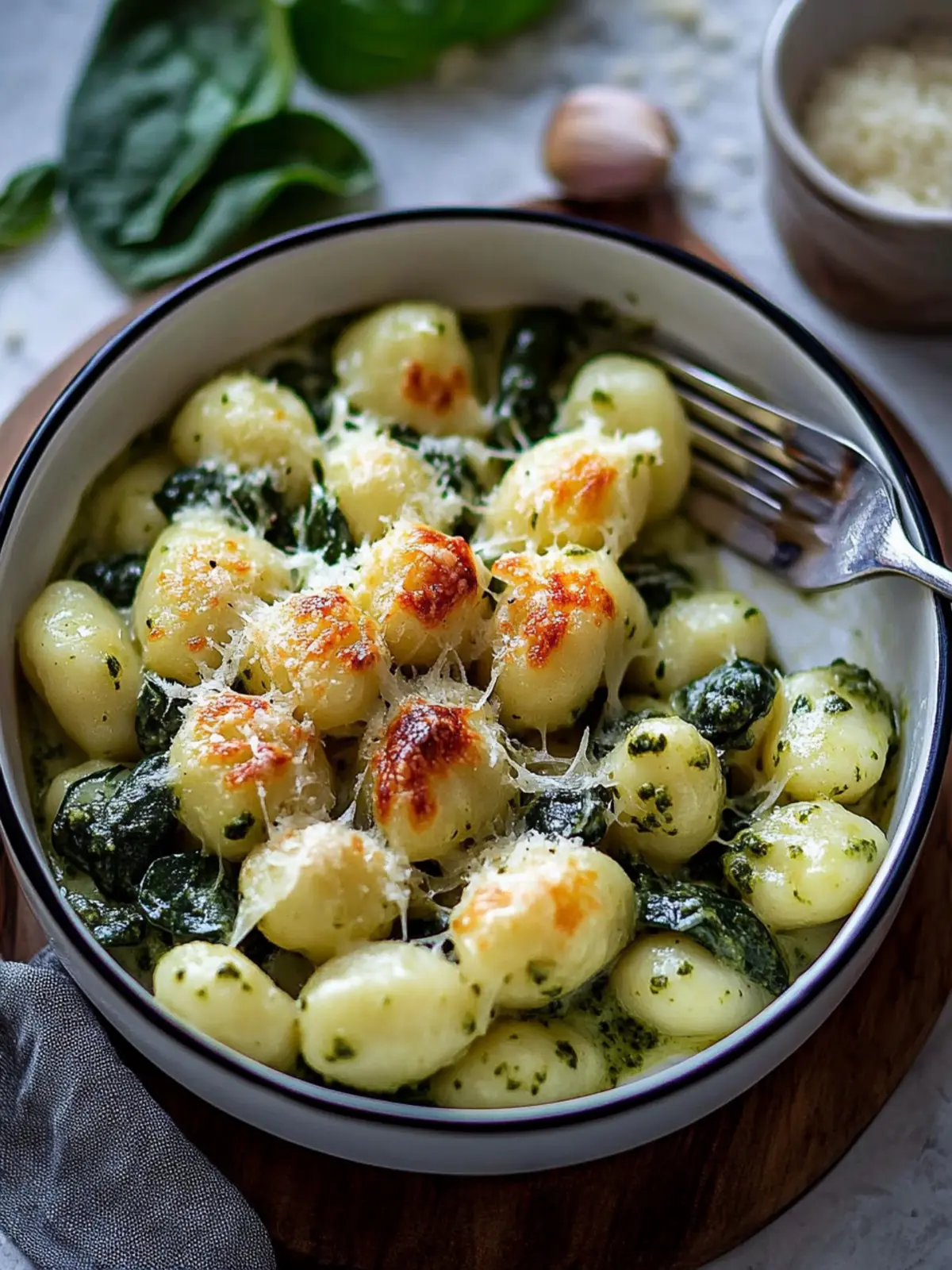 Cremiges Pesto Spinat Gnocchi Auflauf