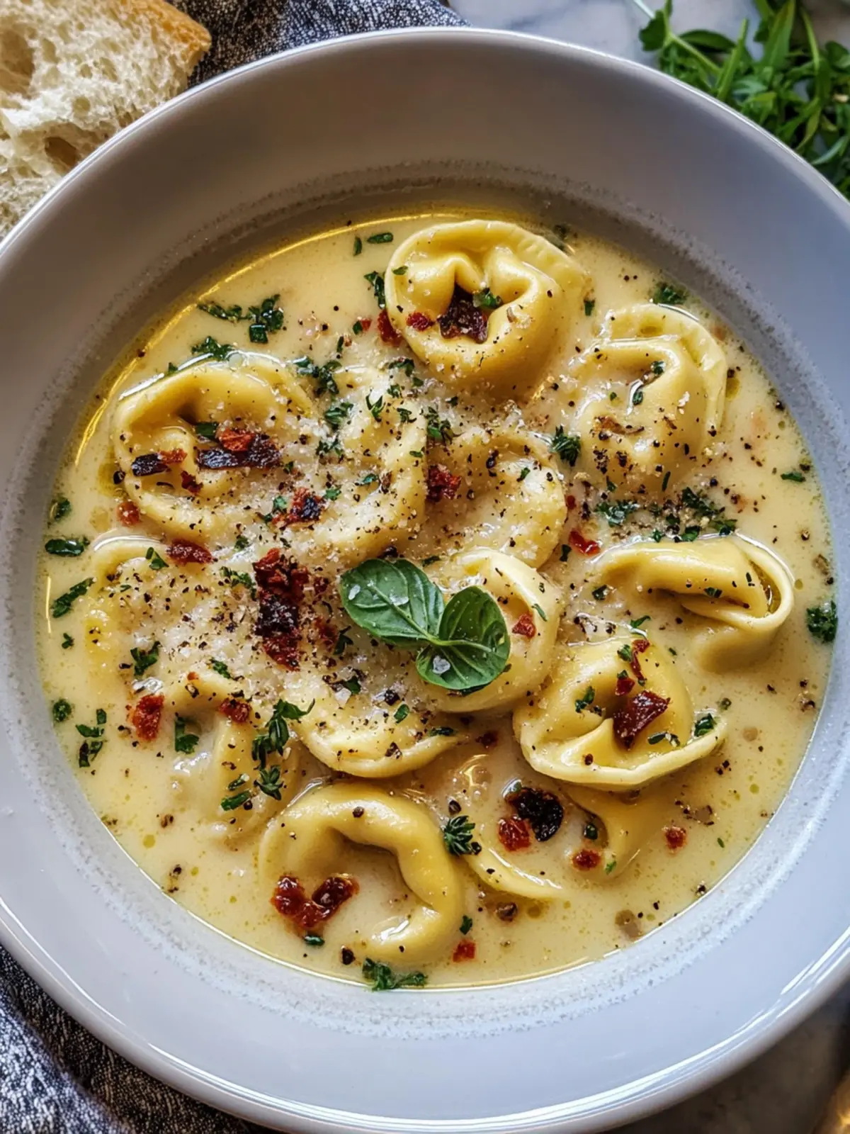 Cremige toskanische Tortellini-Suppe