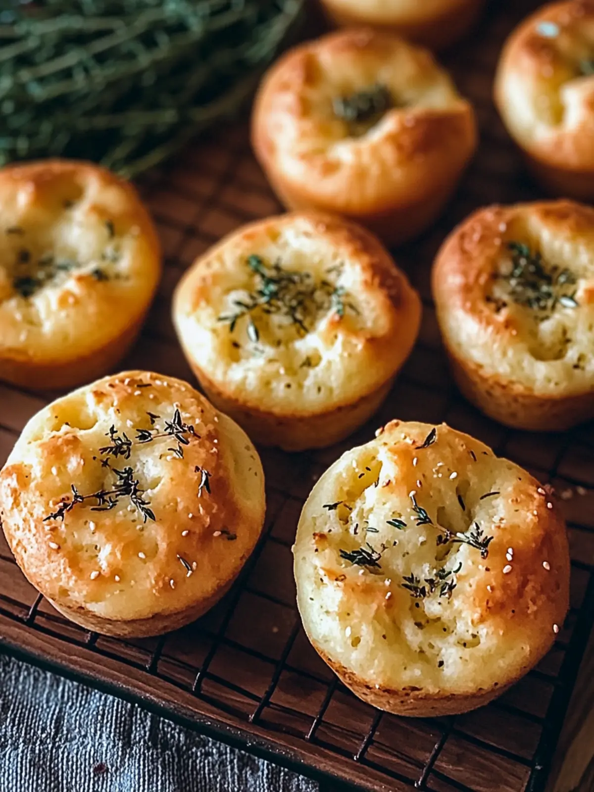 Rosmarin Knoblauch Focaccia Muffins