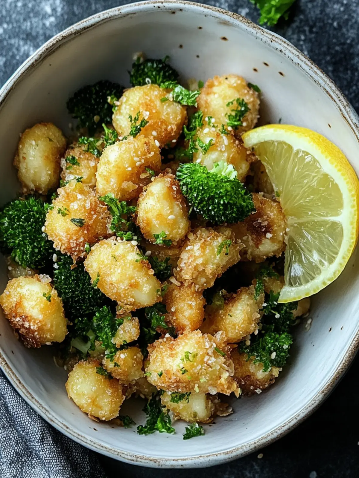 Beste Luftfritteuse Brokkoli mit Knoblauch und Zitrone