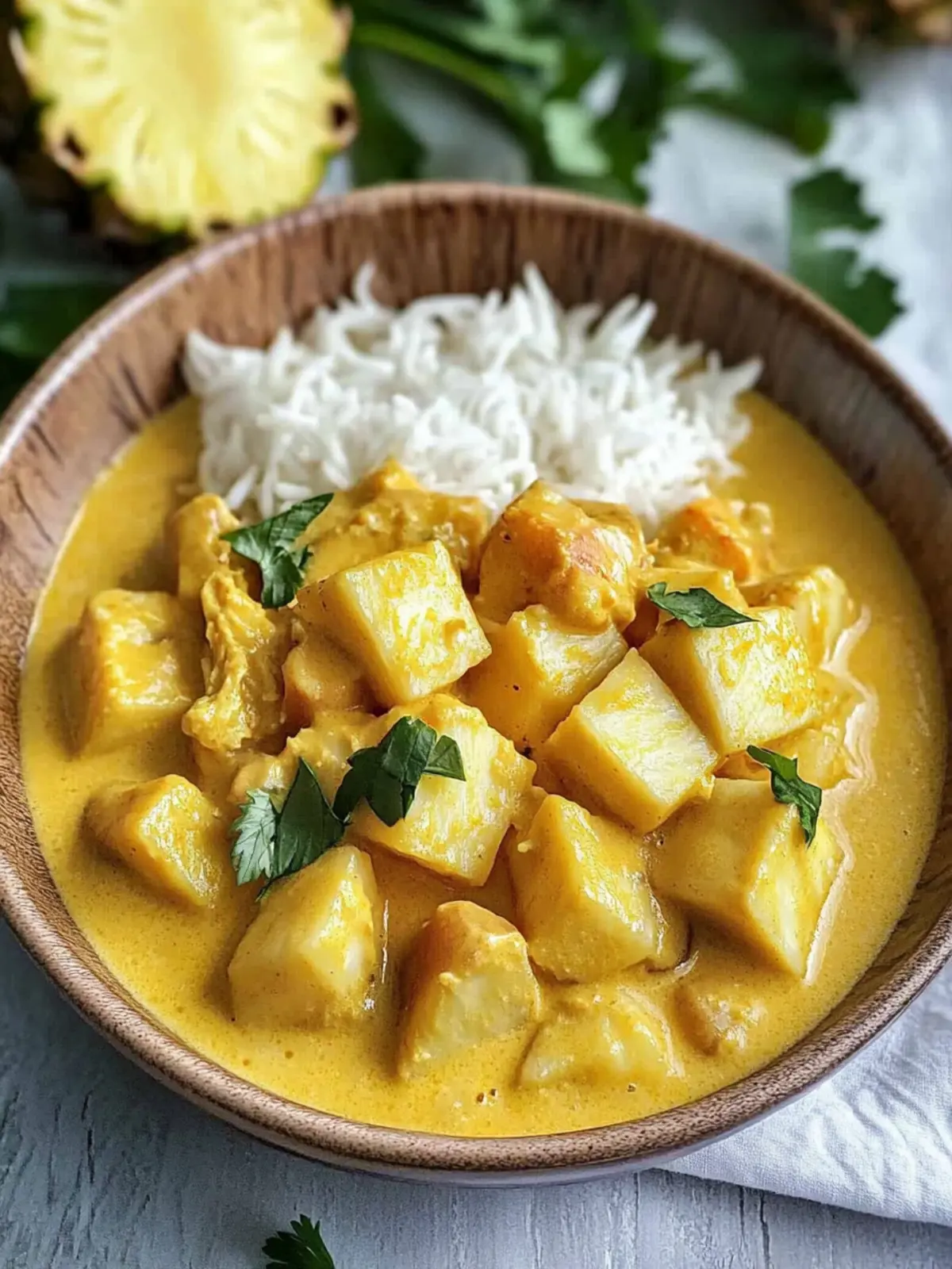 Leichter Hähnchen- und Ananask curry
