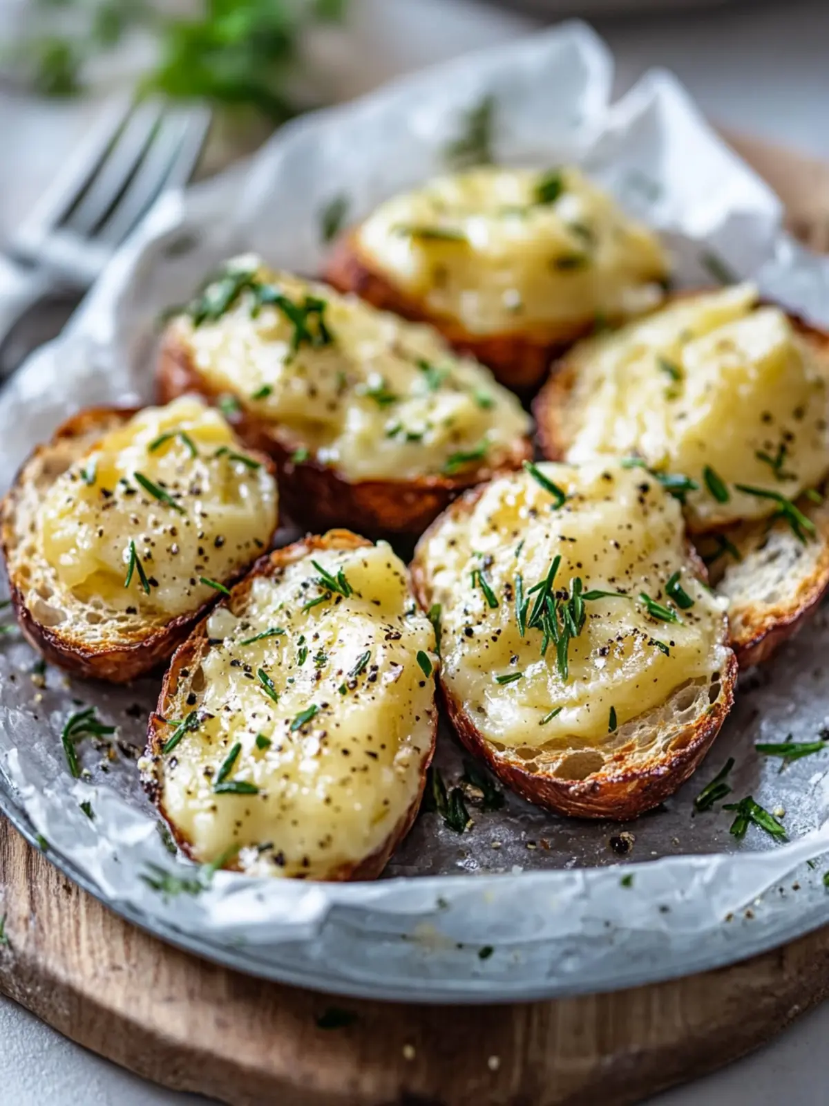 Köstliche Knoblauchbutter Kartoffel- und Rindswurstpäckchen