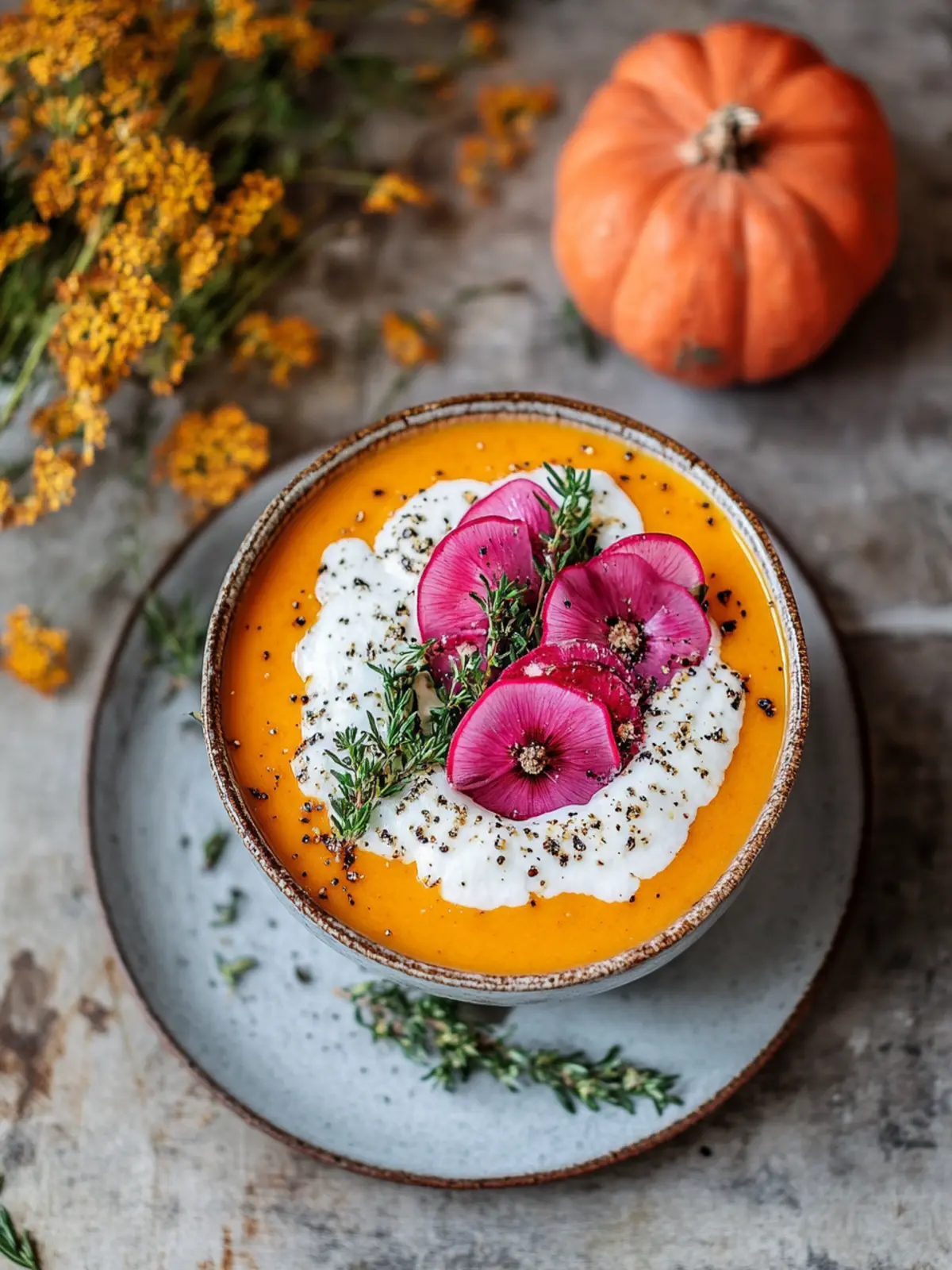 Kürbispüree und Kürbis