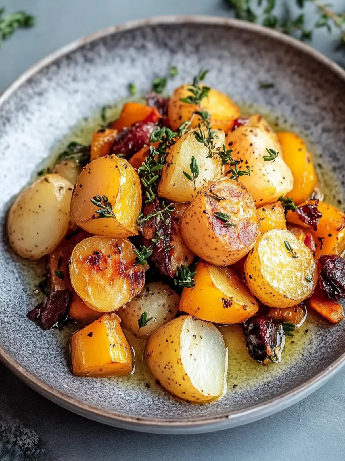 Geröstetes Gemüse mit Kartoffeln und Kürbis