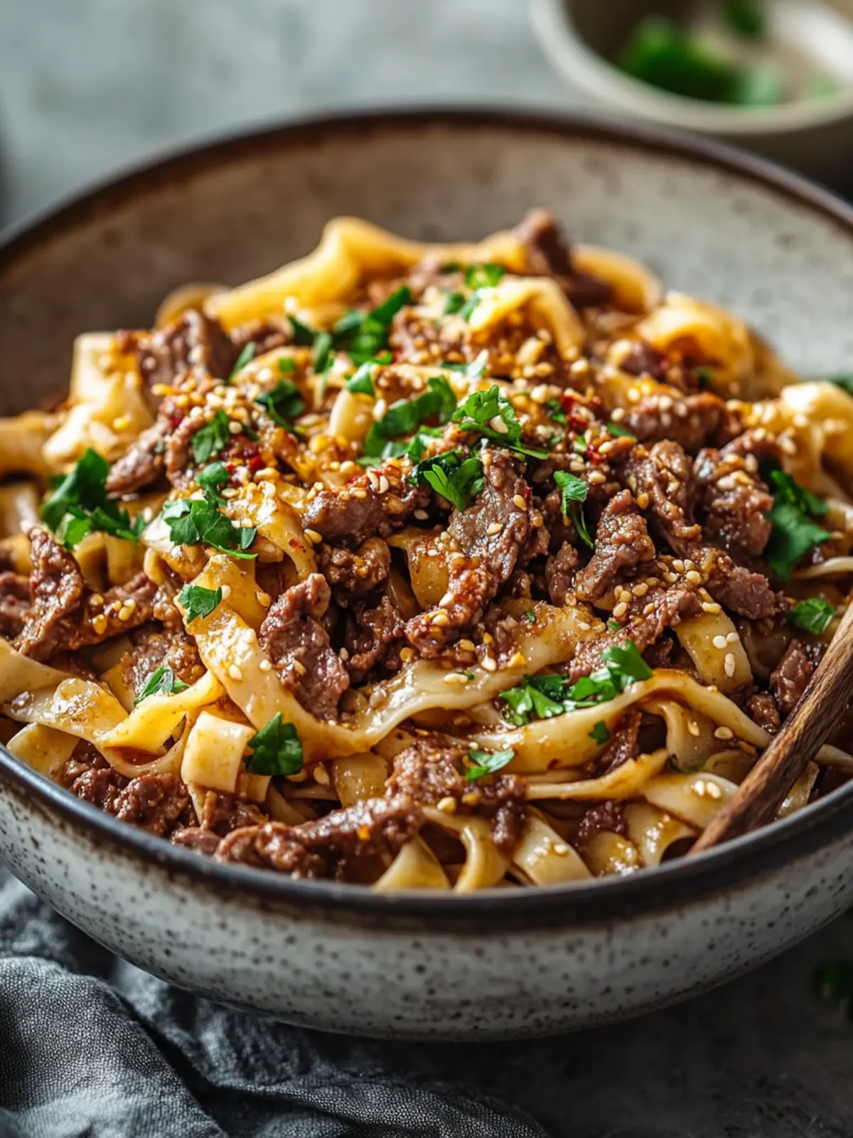 Mongolisches Rinderhackfleisch-Nudeln