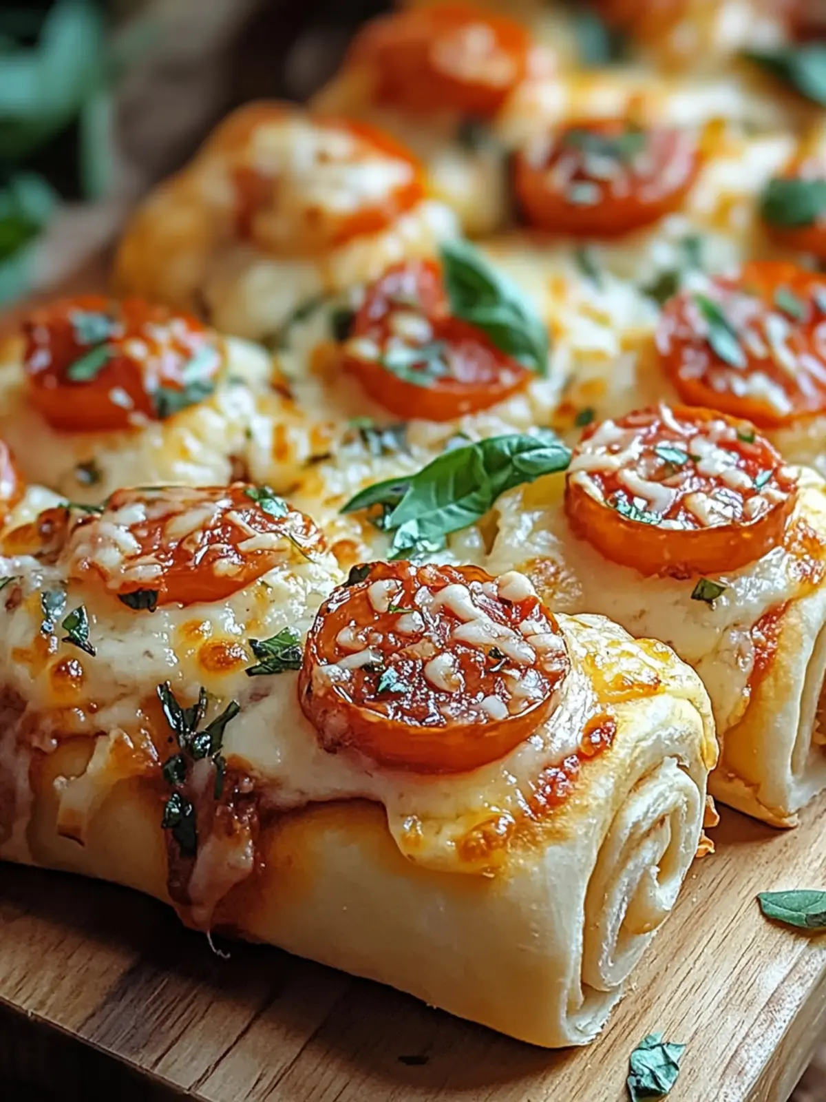 Flockige Peperoni-Pizza-Rollen