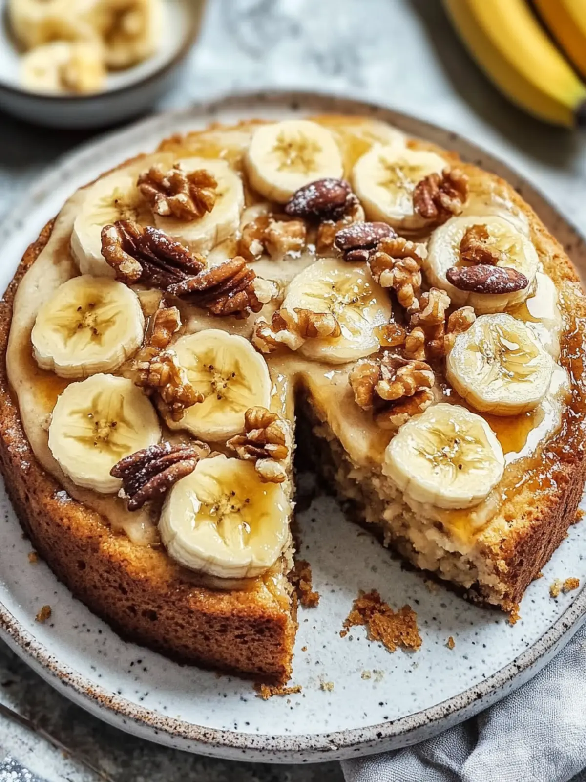 Zuckerfreier Bananen-, Nuss- und Haferkuchen