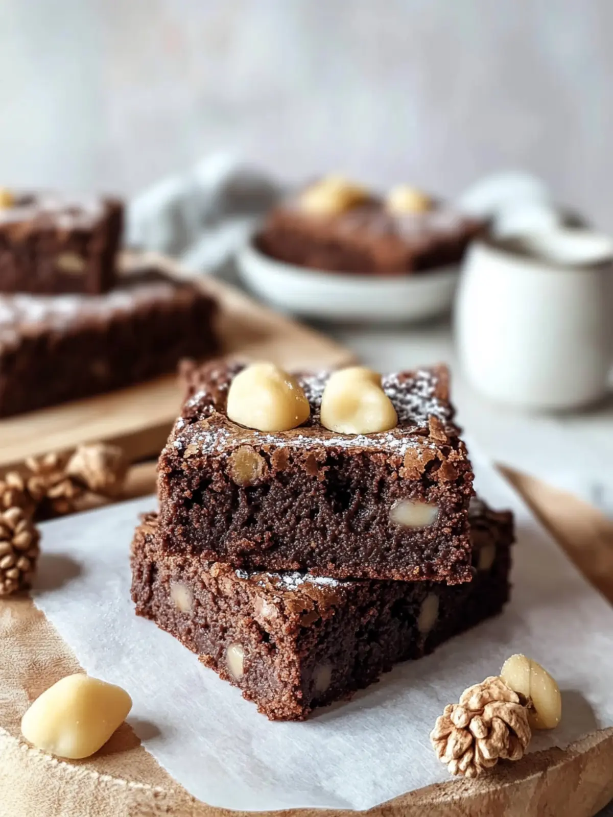 Walnuss-Brownies mit Birnen