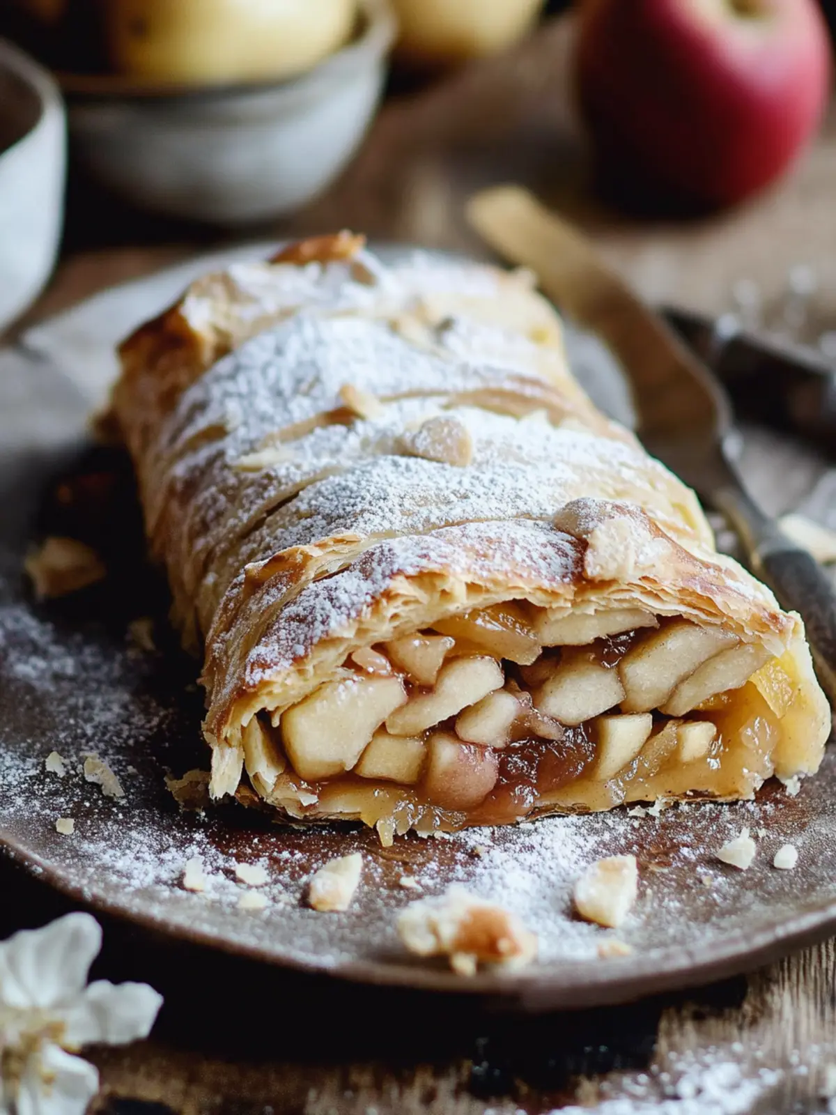 Apfelstrudel mit Blätterteig