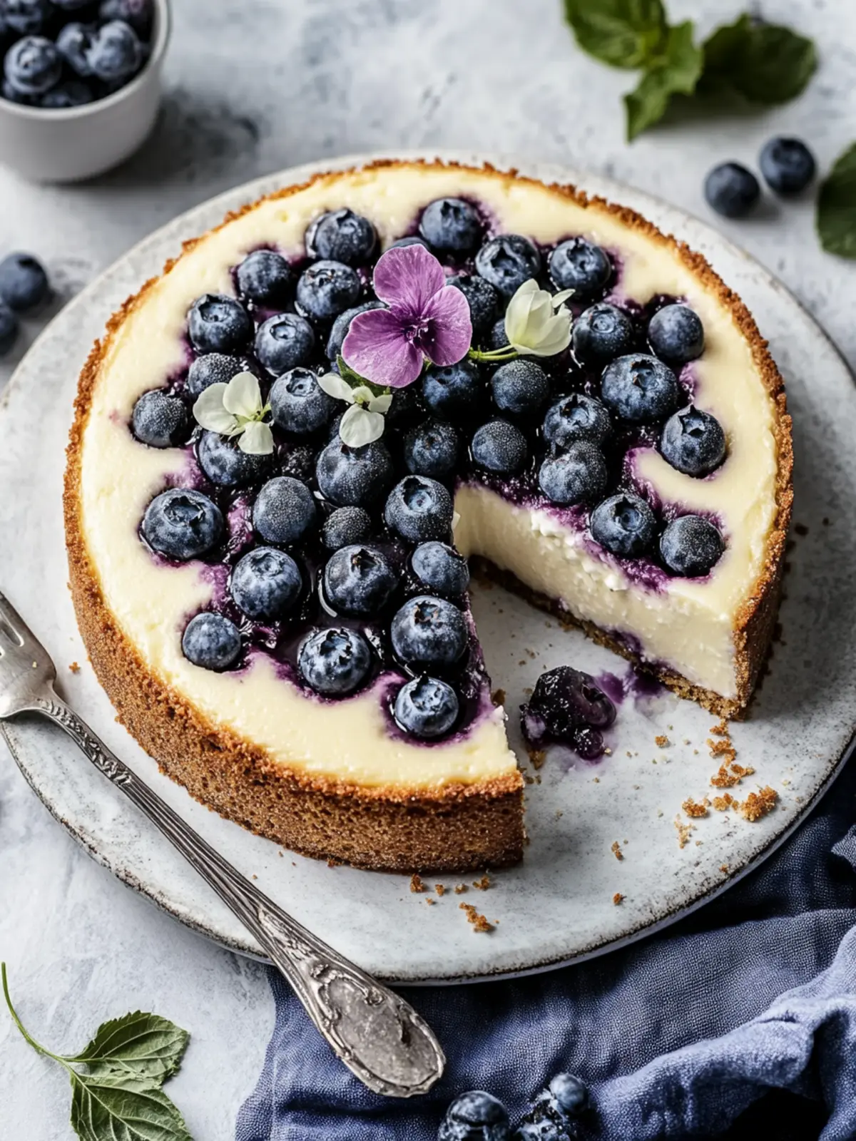 Skyr Käsekuchen mit Heidelbeeren