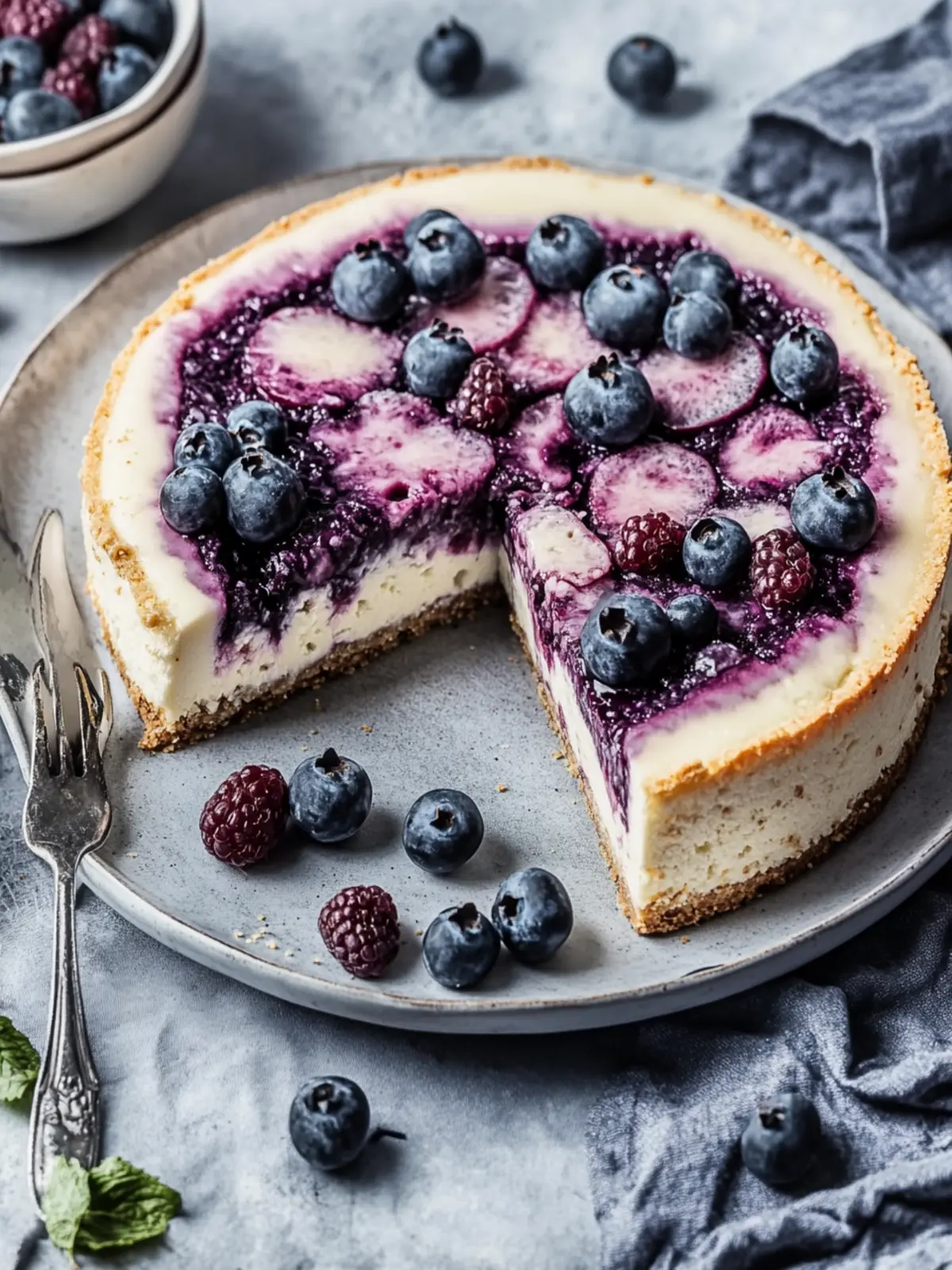 Skyr Käsekuchen mit Heidelbeeren