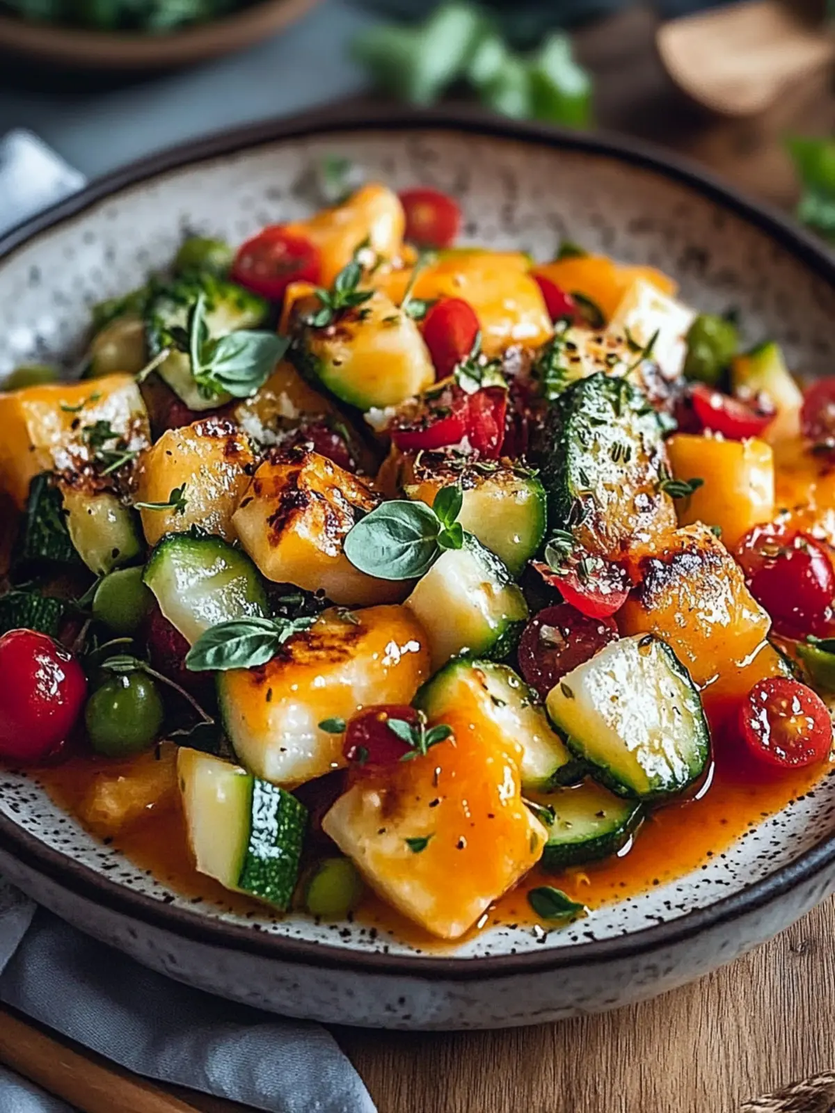 Bunte geröstete Gemüse treffen auf cremige Soße