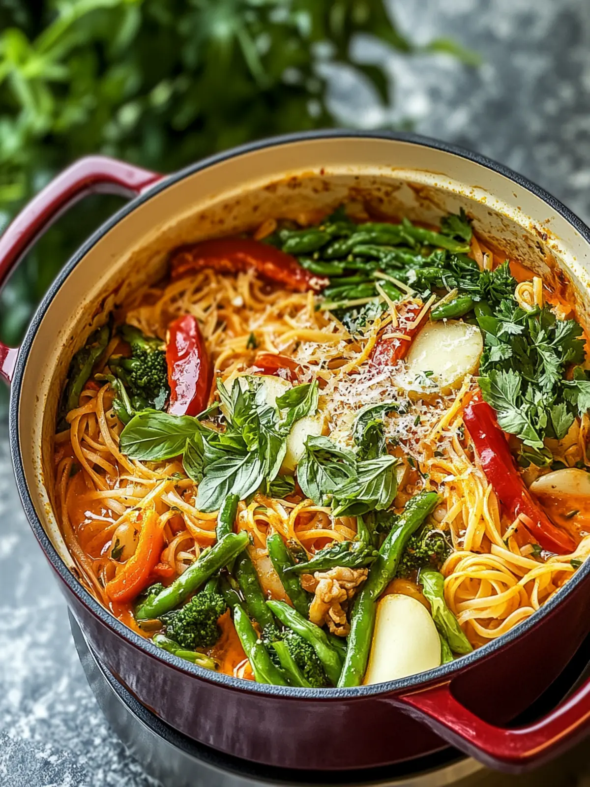 Buntes Fondue mit Nudeln