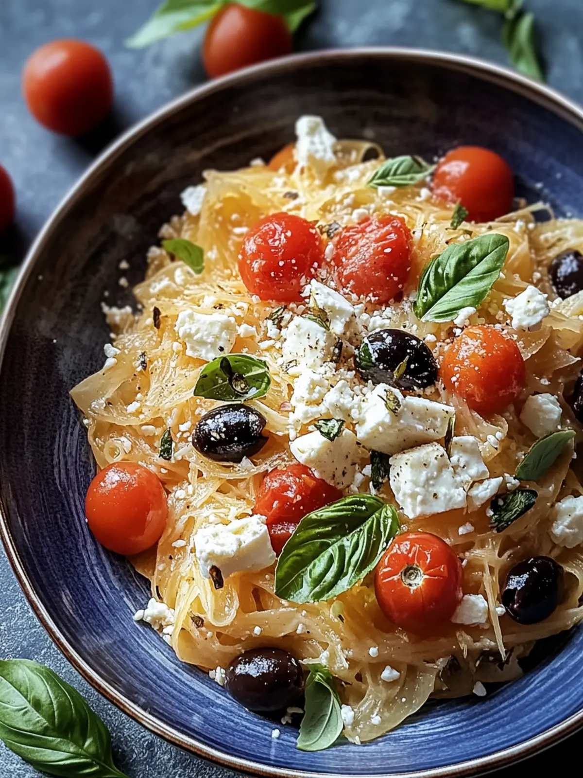 griechische Reisnudeln mit Tomaten, Feta und Oliven