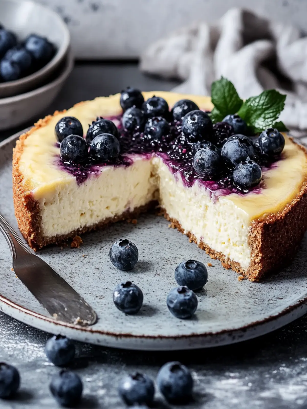Skyr Käsekuchen mit Heidelbeeren