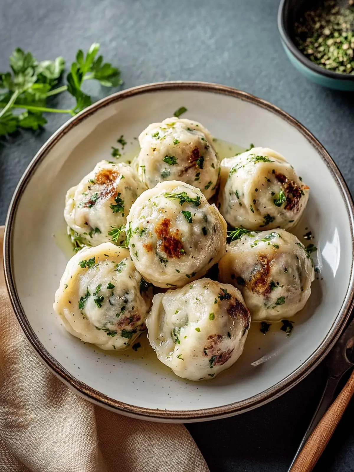 Herzhafte Speck- und Kräuterdumplings