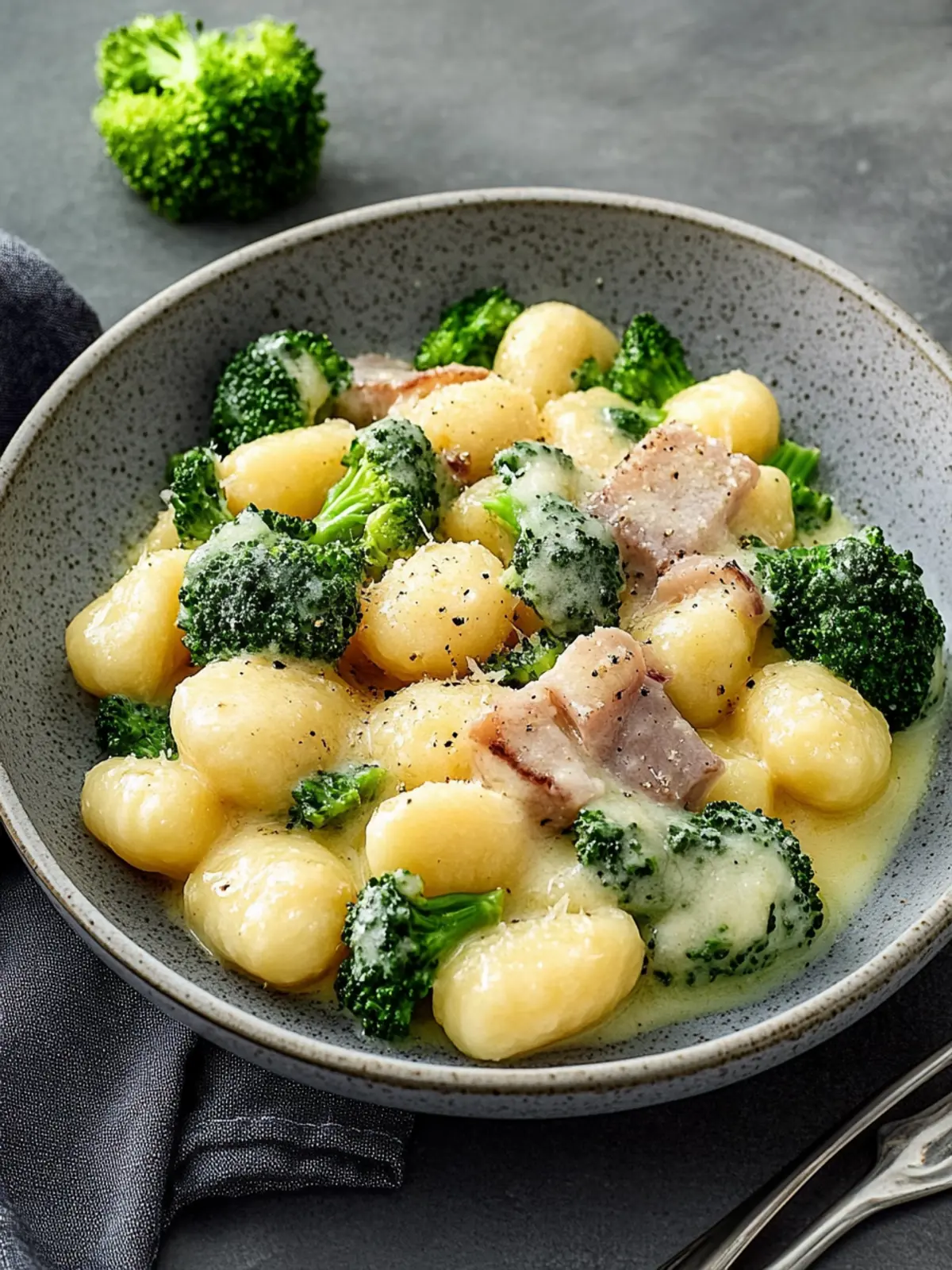 Gnocchi in Käsesauce mit Brokkoli und Schinken