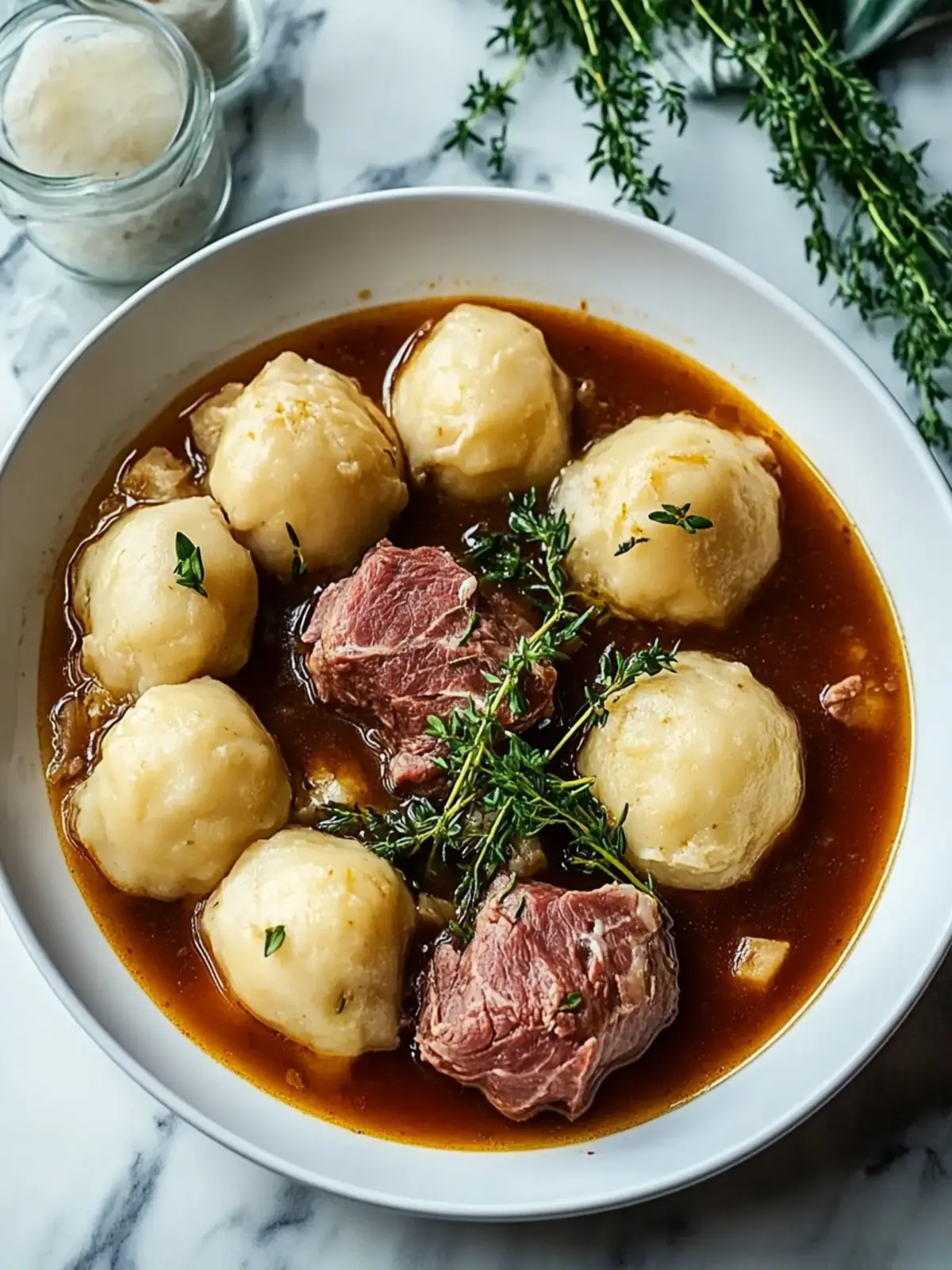 Rindfleisch Eintopf und Knödel