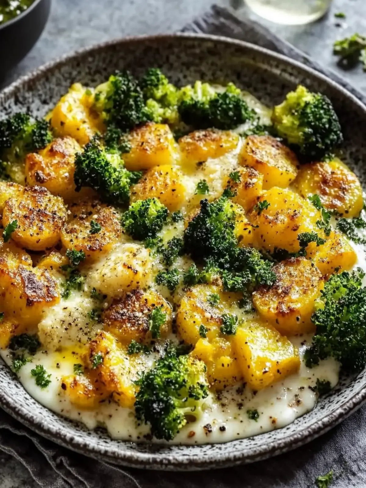 Kartoffel- und Hühnerpfanne mit Brokkoli