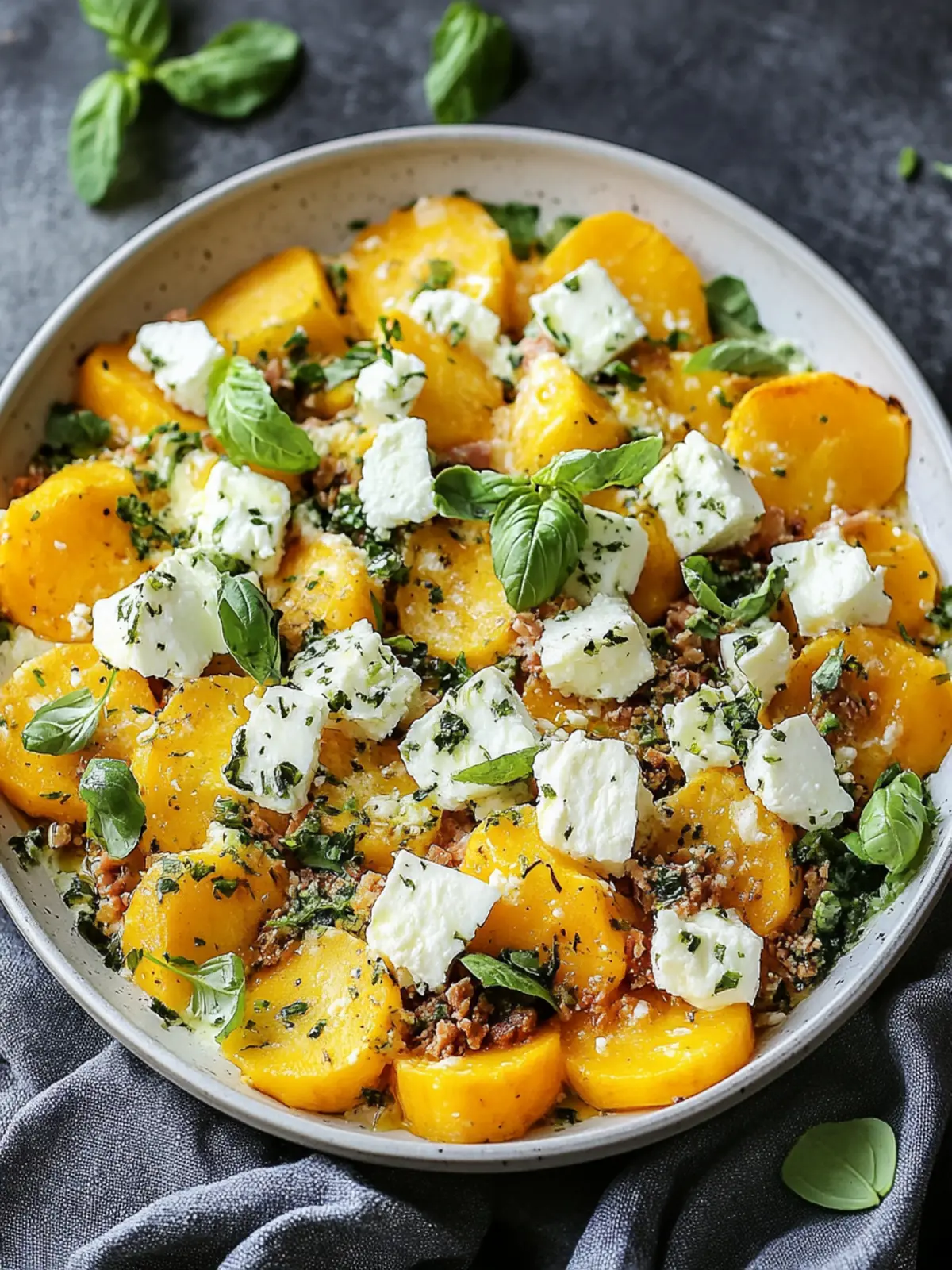 Süßkartoffel- und Hackfleischauflauf mit Feta-Käse