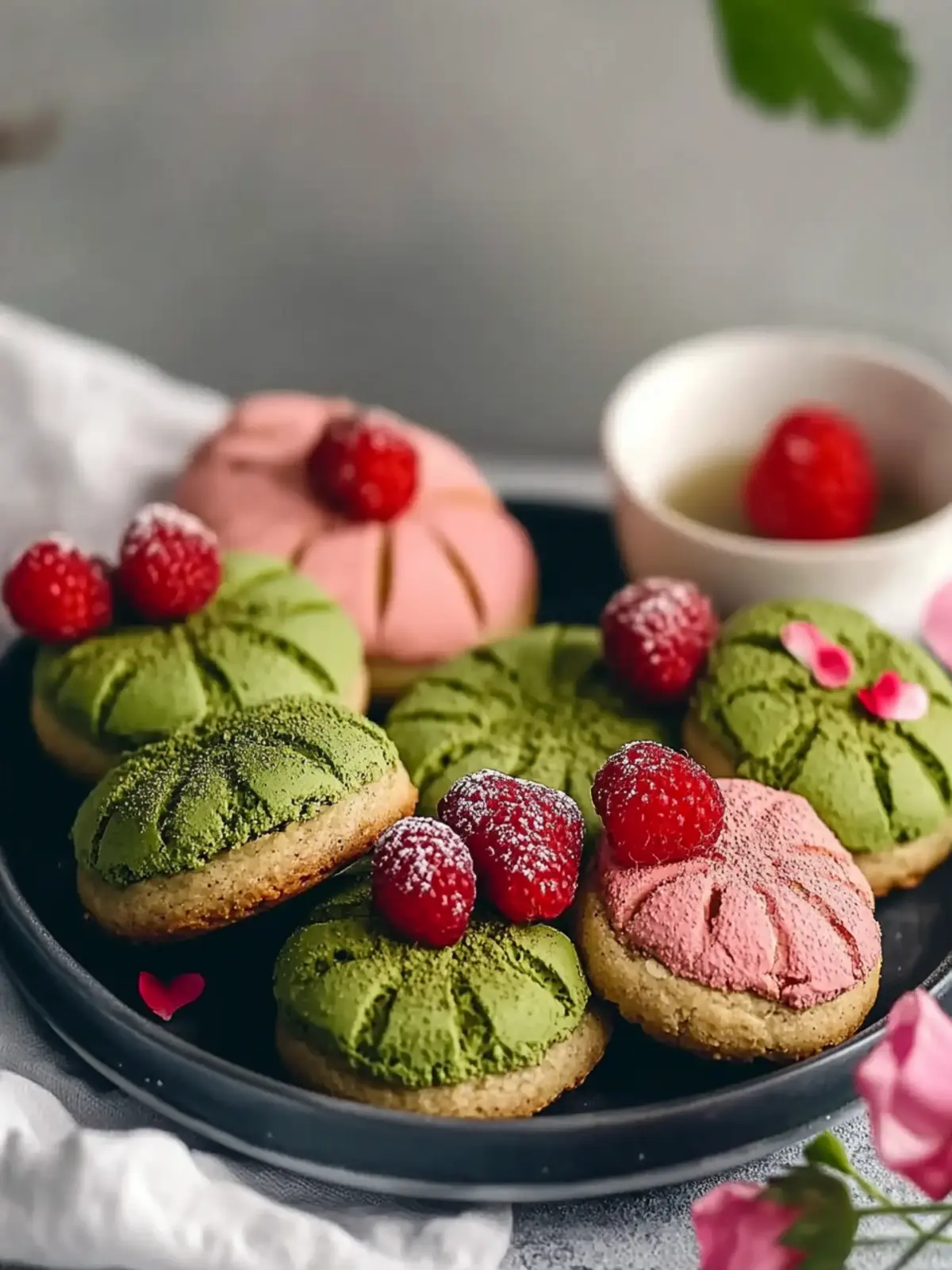 Weiche Erdbeer-Matcha-Kekse