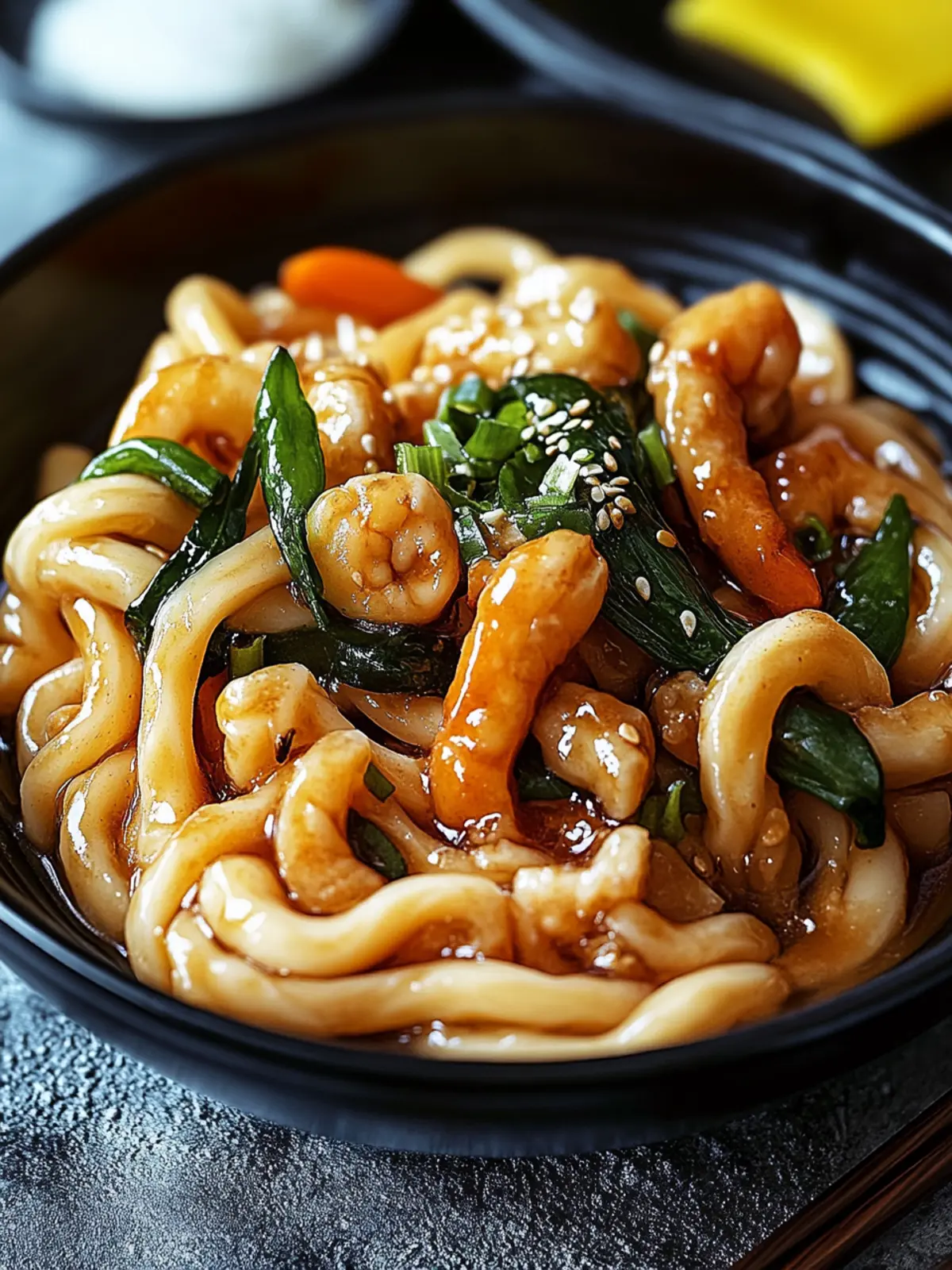 Huhn Yaki Udon Nudeln Rührbraten für jeden Abend