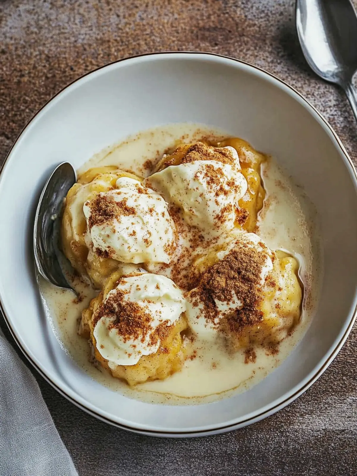 Apple dumplings with cinnamon butter and vanilla sauce