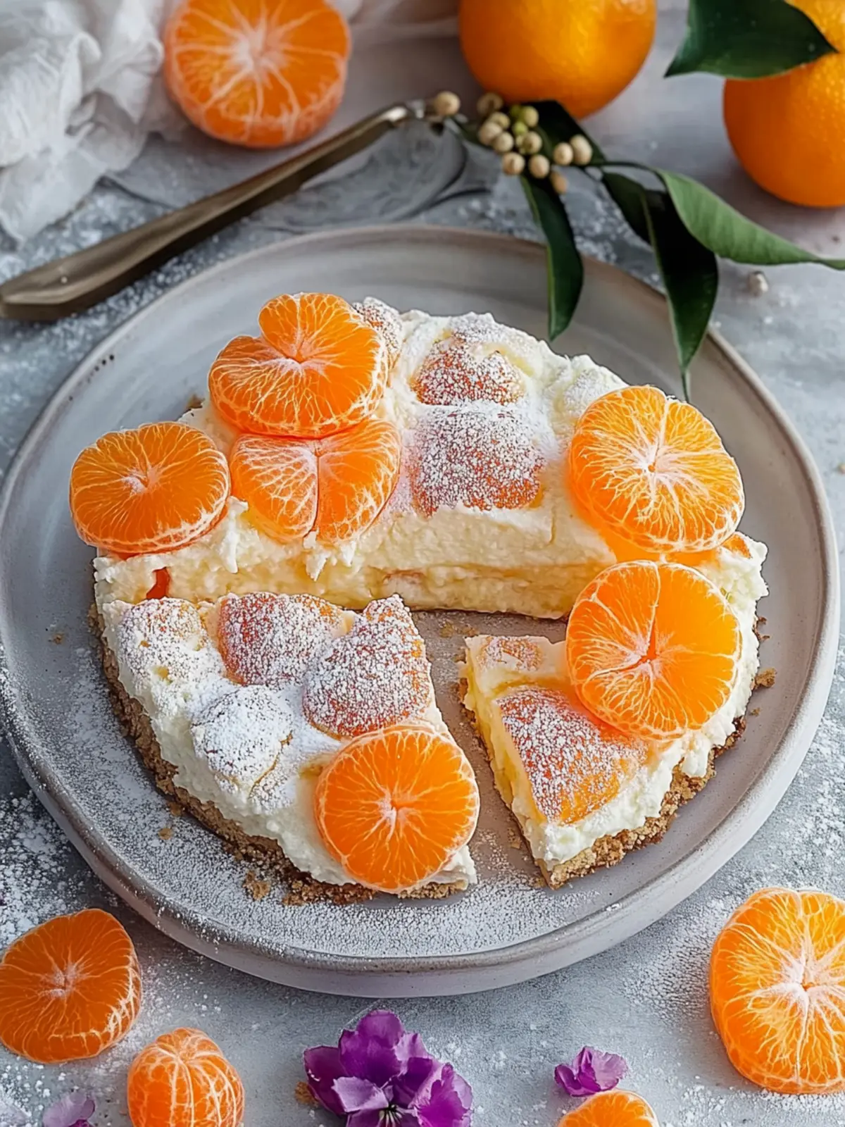 Mandarinen- und Sauerrahm-Blätterkuchen