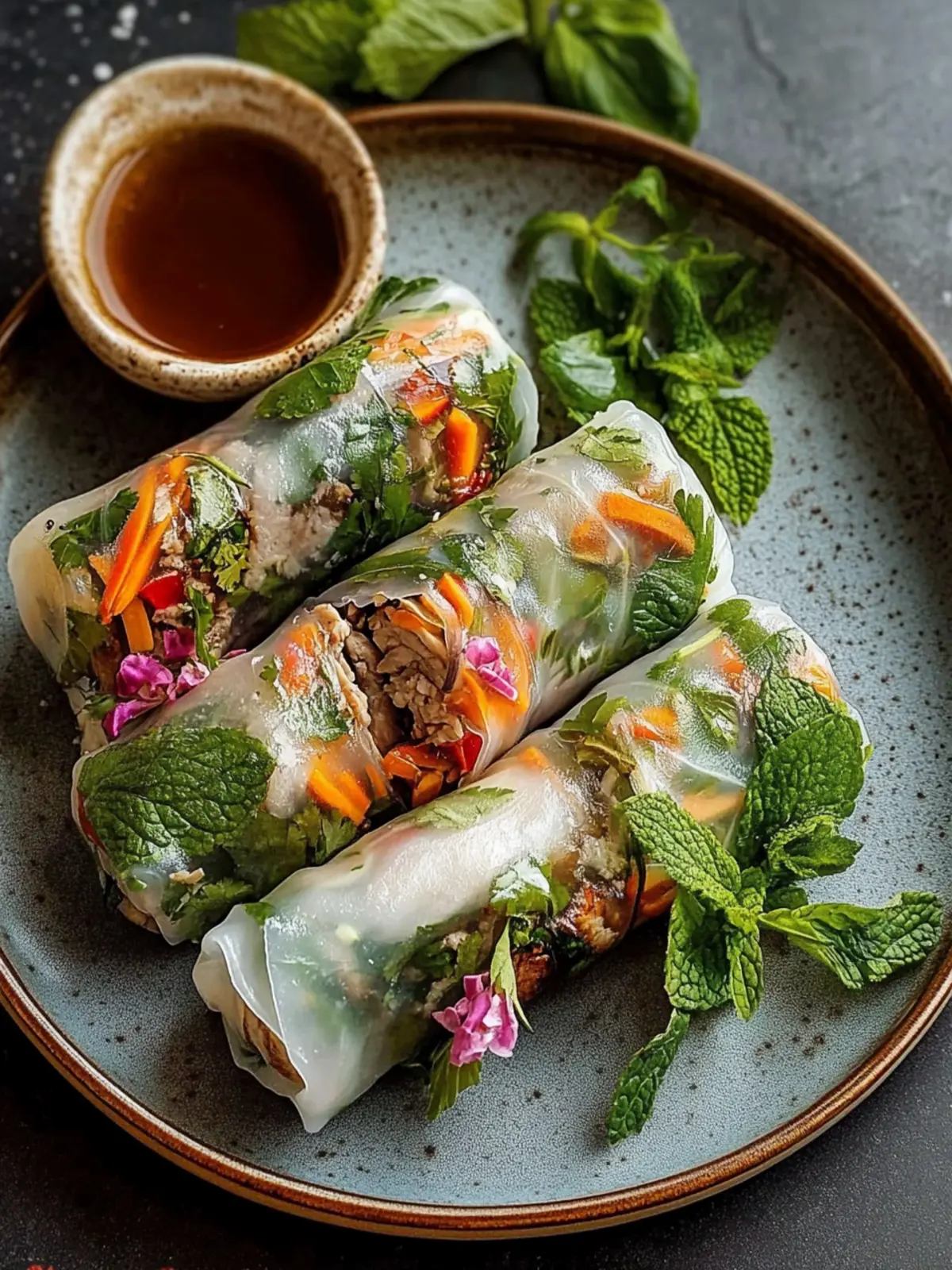 Thai-Basilikum-Rindfleisch-Rollen