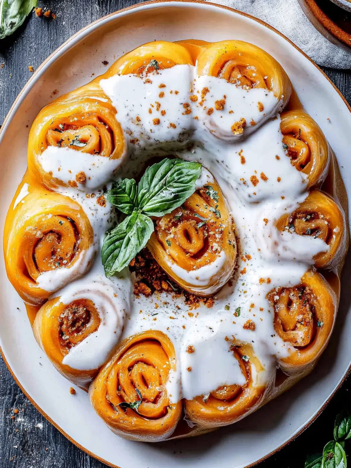 Vegane Kürbis-Zimt-Rollen mit Frischkäse-Glasur