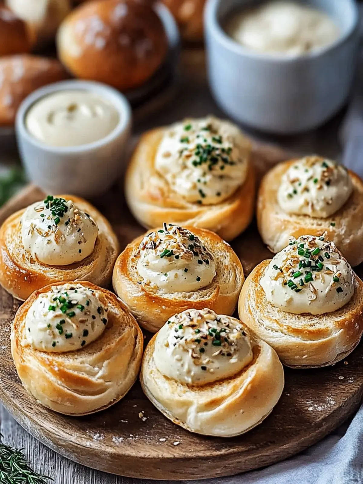 Mini-Brezelbrötchen mit Zwiebeldip