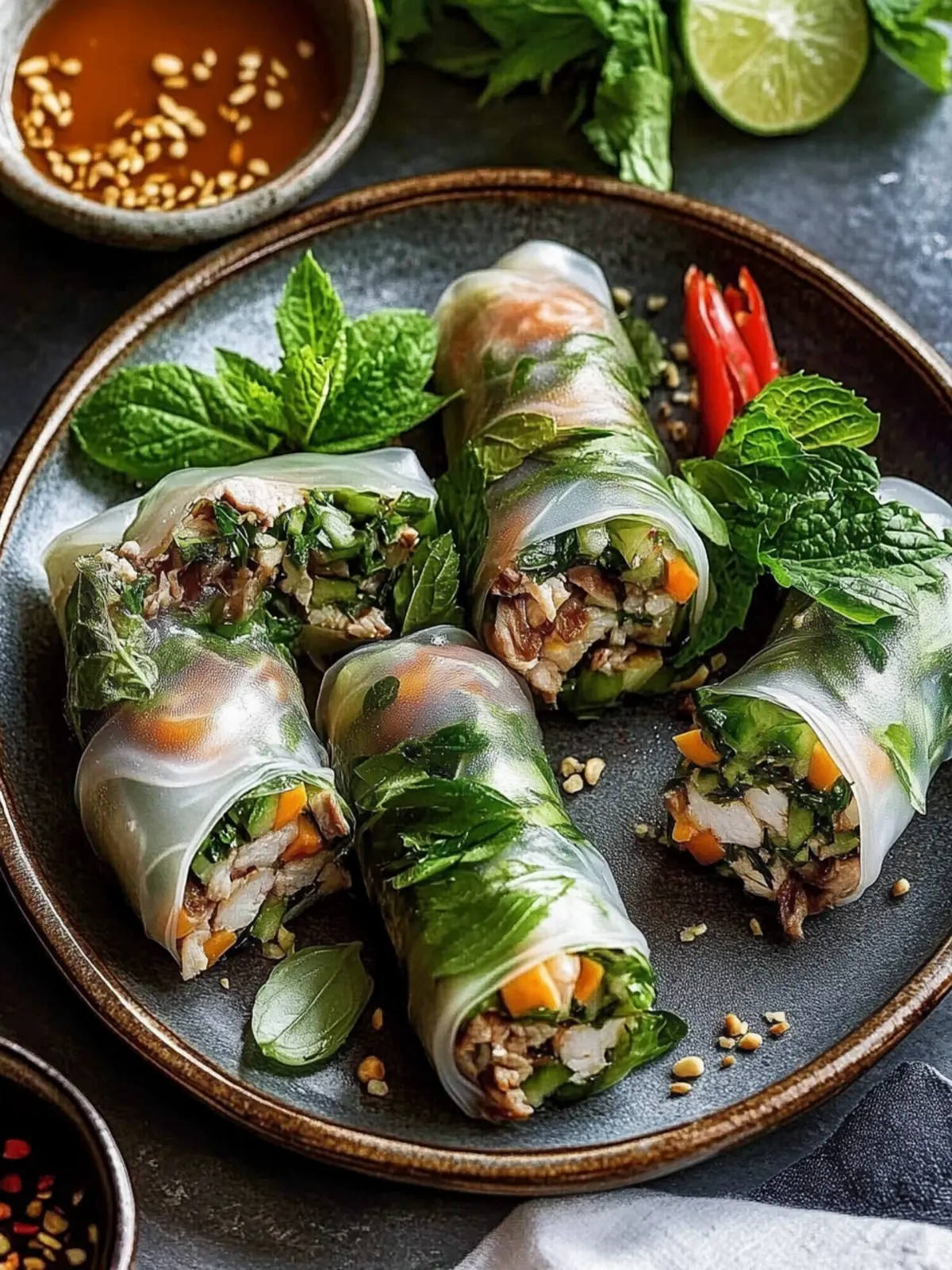 Thai-Basilikum-Rindfleisch-Rollen