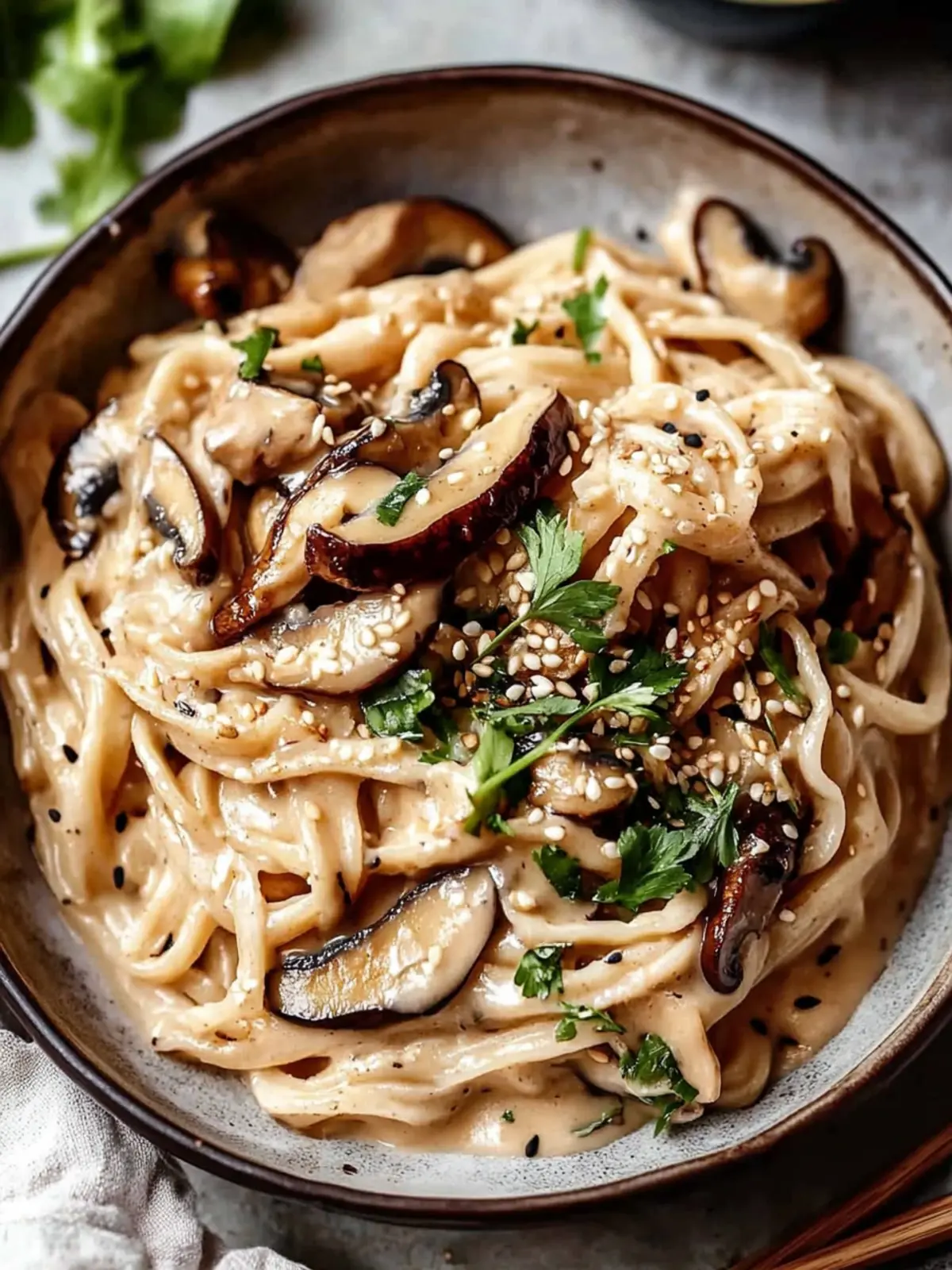 Cremige Miso-Nudeln mit Shiitake-Pilzen