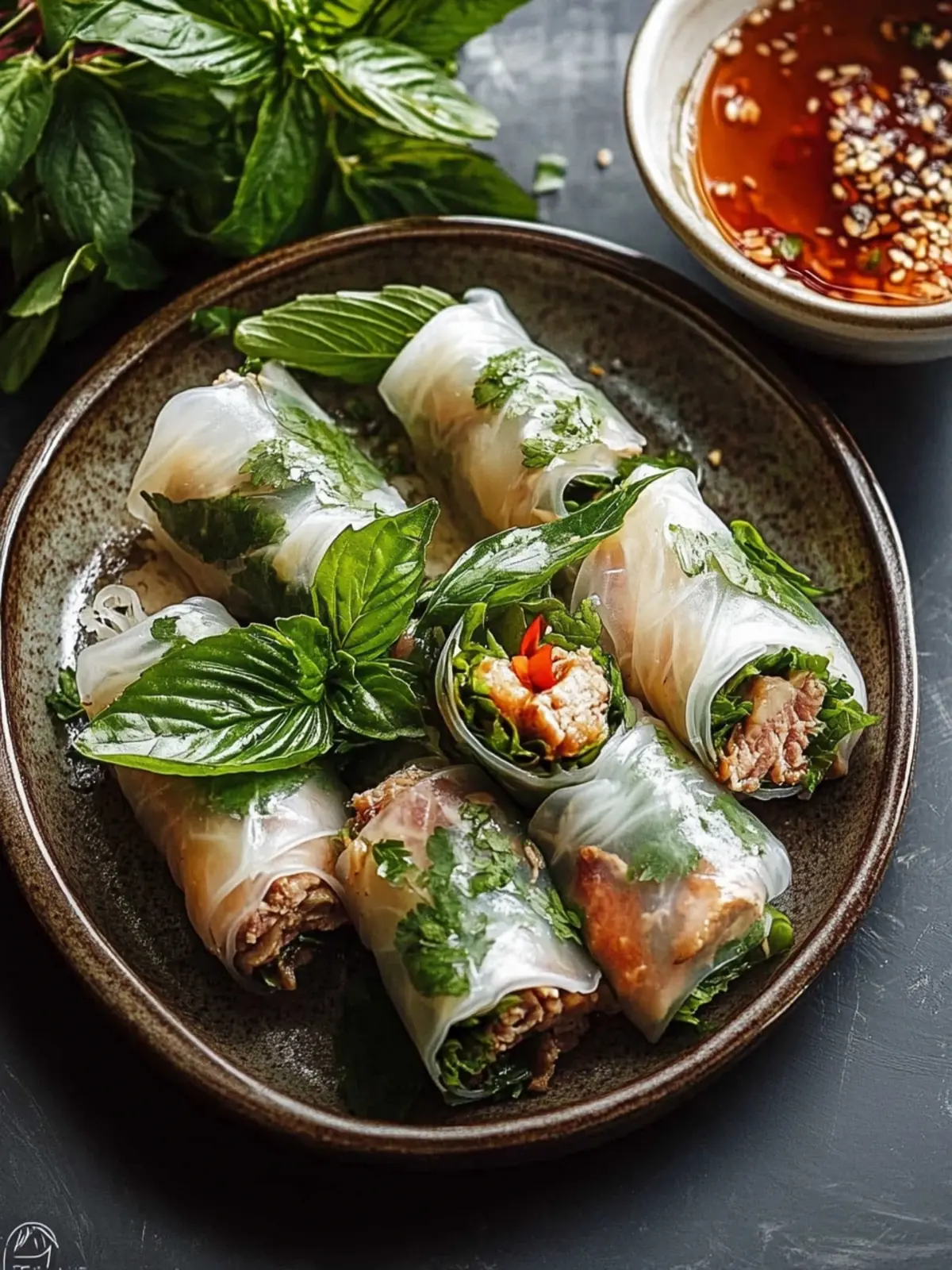 Thai-Basilikum-Rindfleisch-Rollen