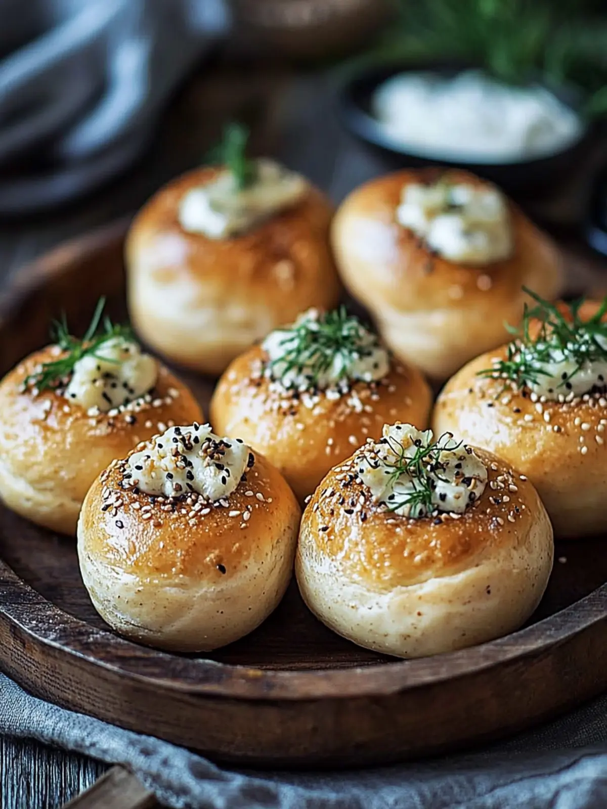 Mini-Brezelbrötchen mit Zwiebeldip