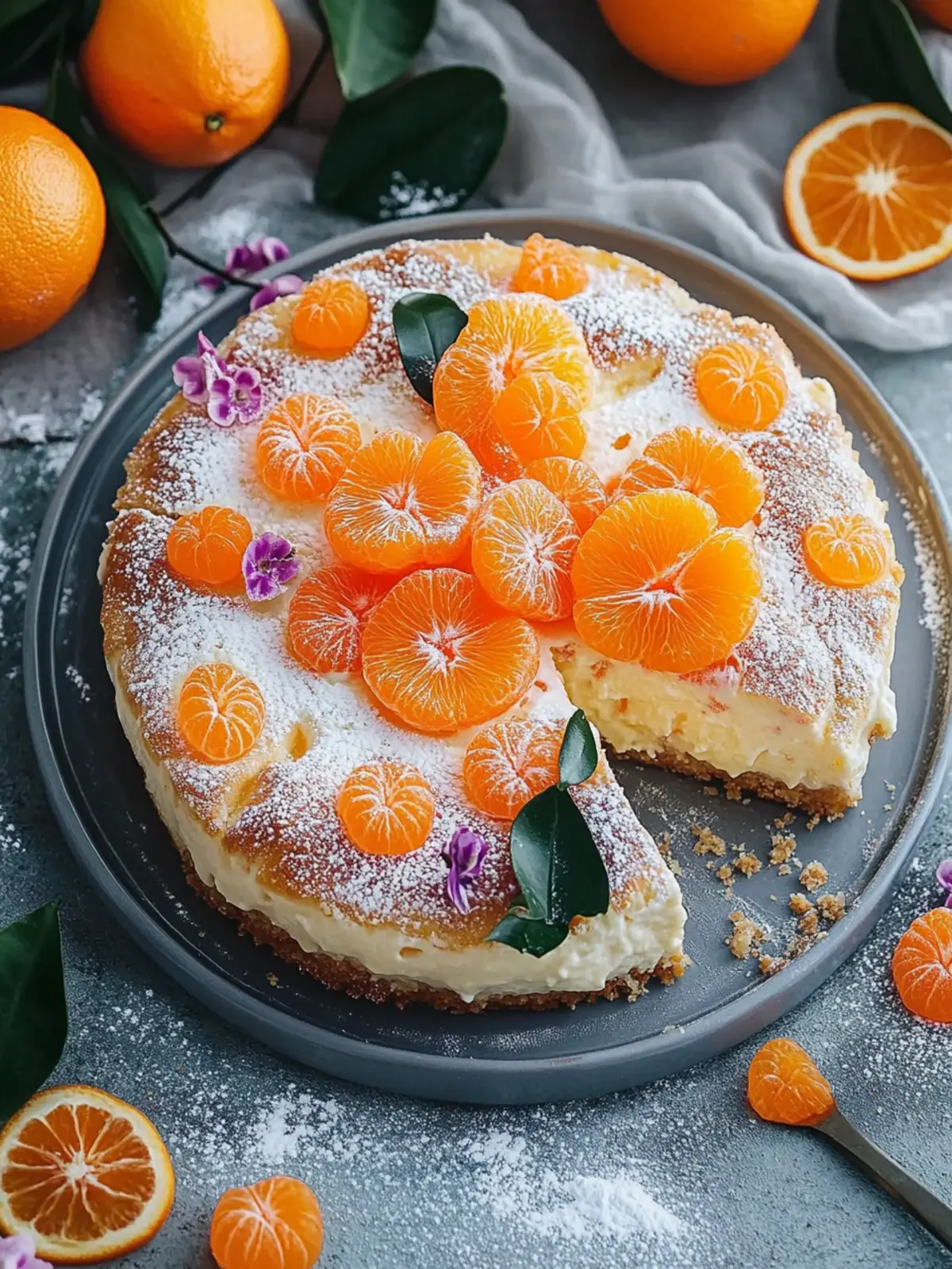 Mandarinen- und Sauerrahm-Blätterkuchen