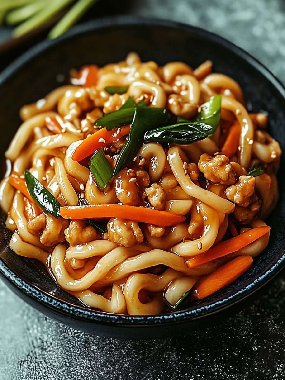 Huhn Yaki Udon Nudeln Rührbraten für jeden Abend