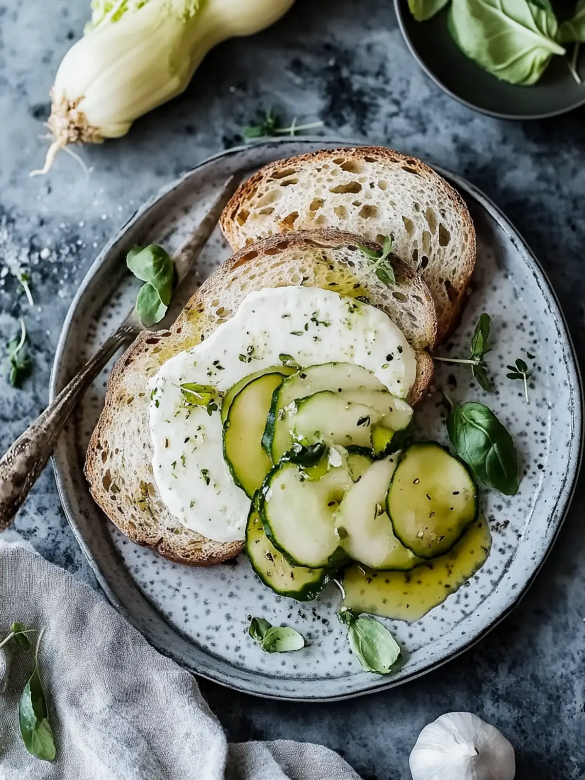 Gerösteter Kohlrabi auf knusprigem Brot