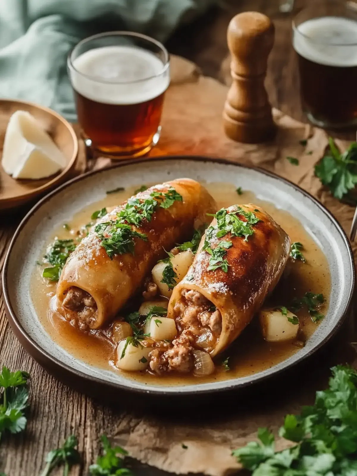 Schweinerouladen in Biersauce