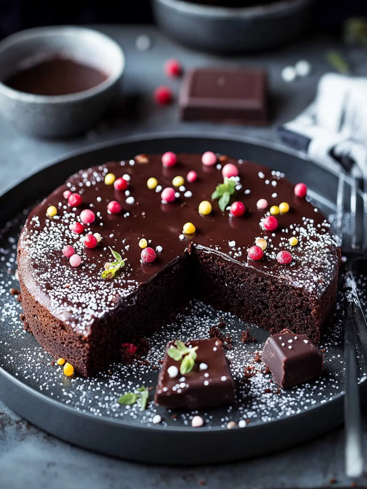 Backe einen saftigen Schokoladenblechkuchen