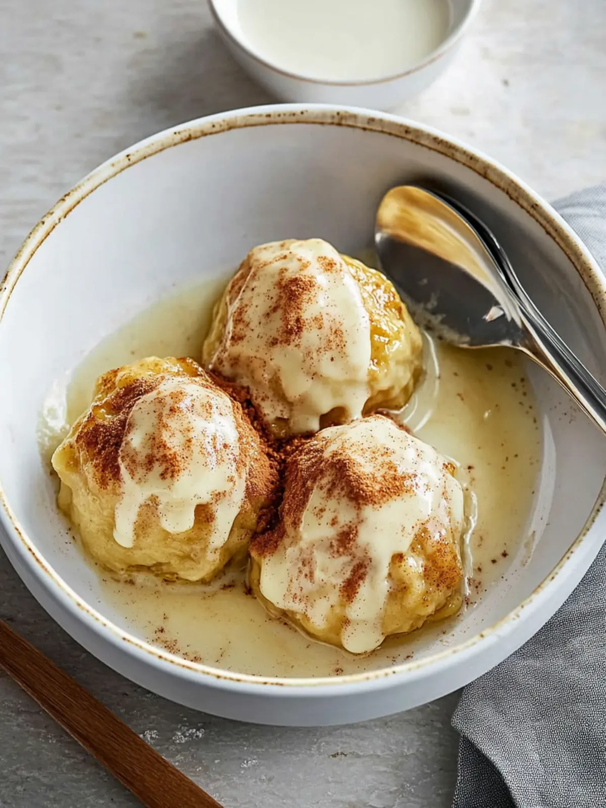 Apple dumplings with cinnamon butter and vanilla sauce