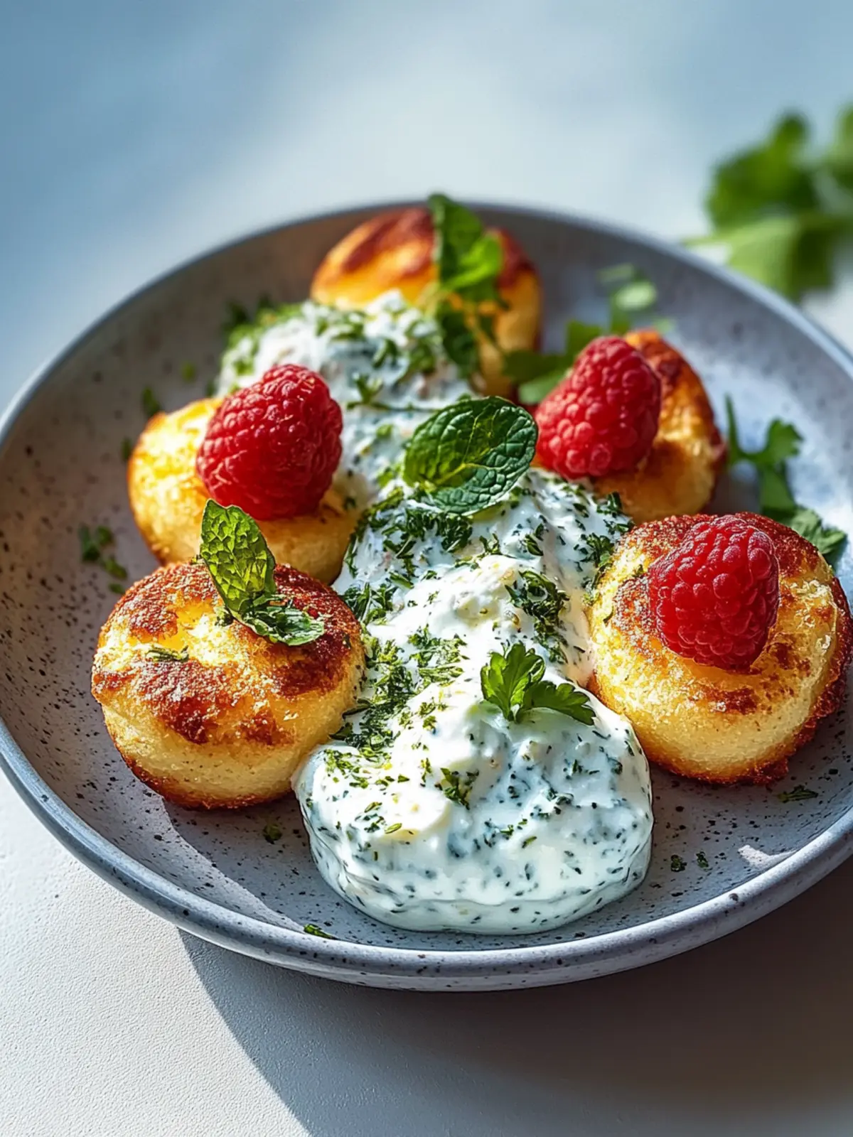 Knusprige Snacks mit Kräuter- und Joghurt-Dip