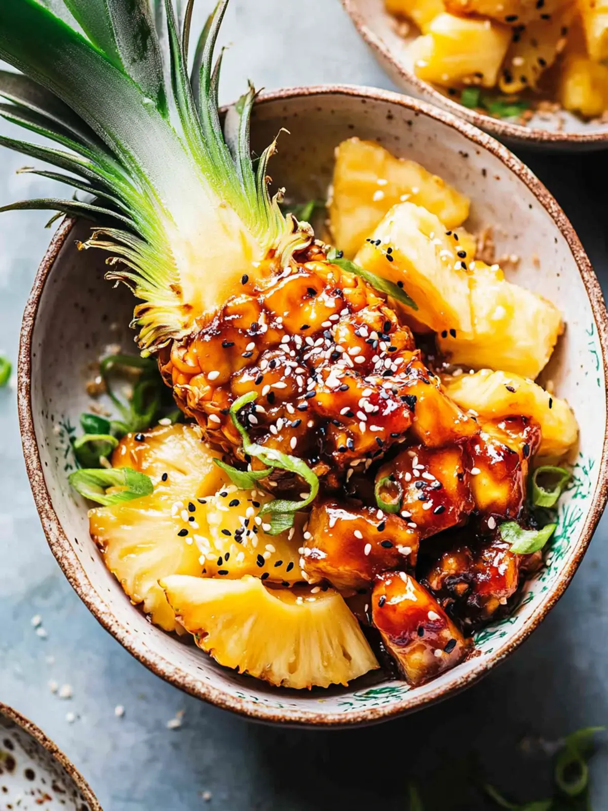 Teriyaki Bratreis Ananas-Schalen