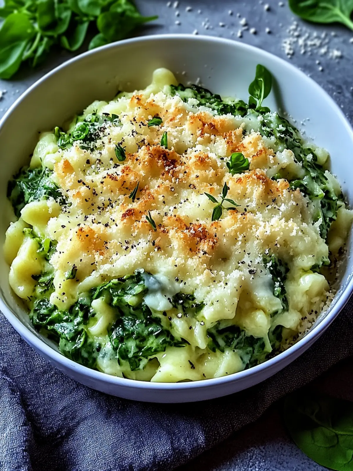 Spinatspätzle mit Käsekruste