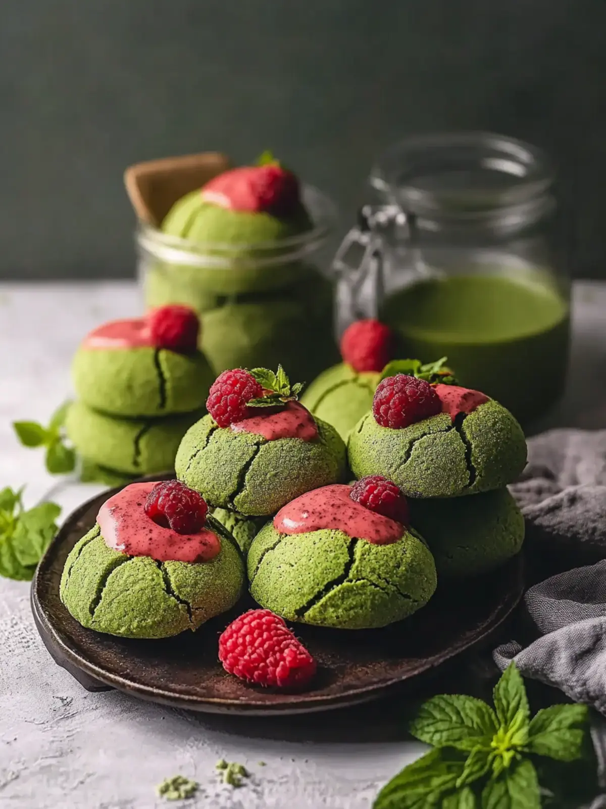 Weiche Erdbeer-Matcha-Kekse