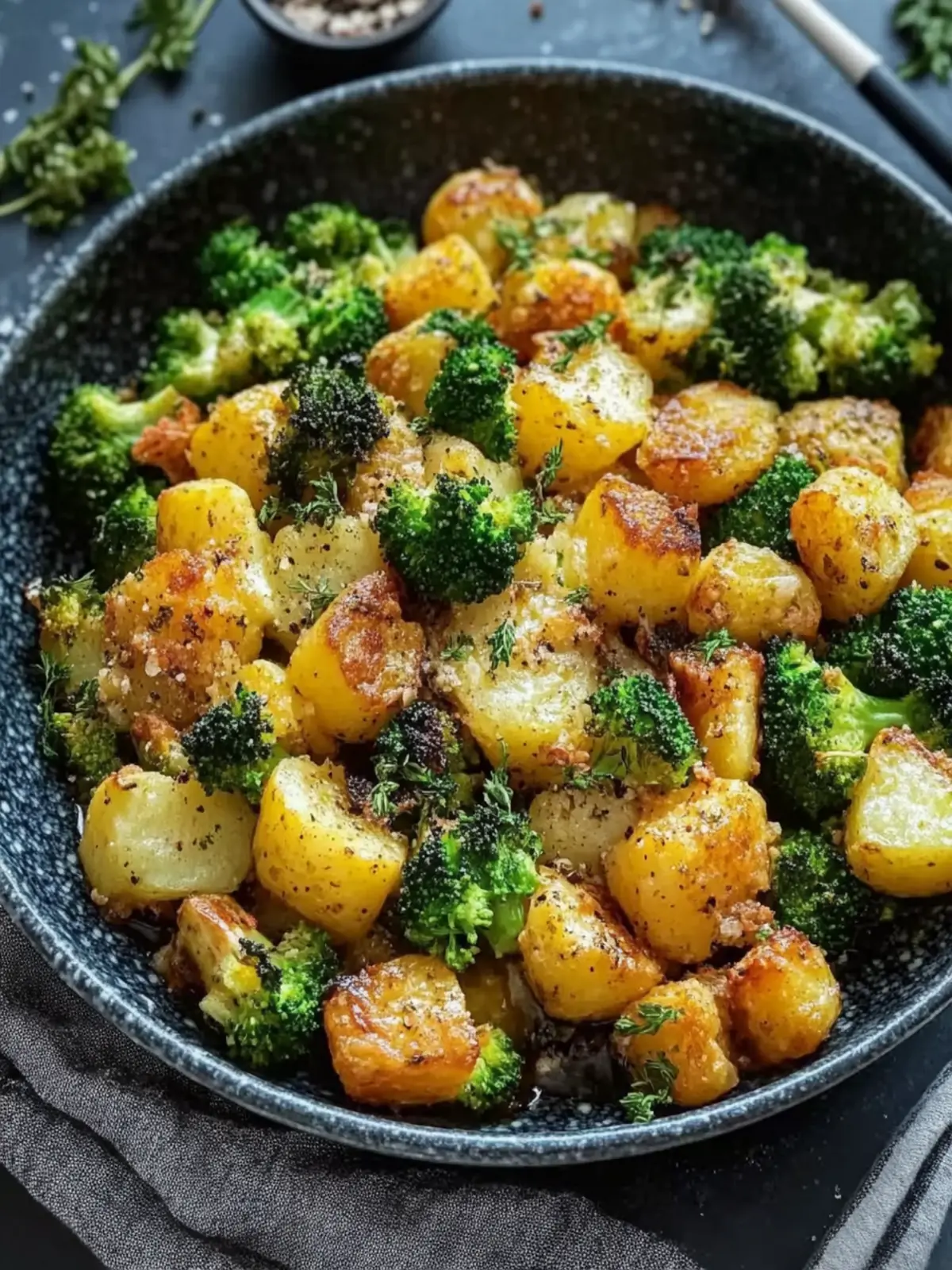 Kartoffel- und Hühnerpfanne mit Brokkoli